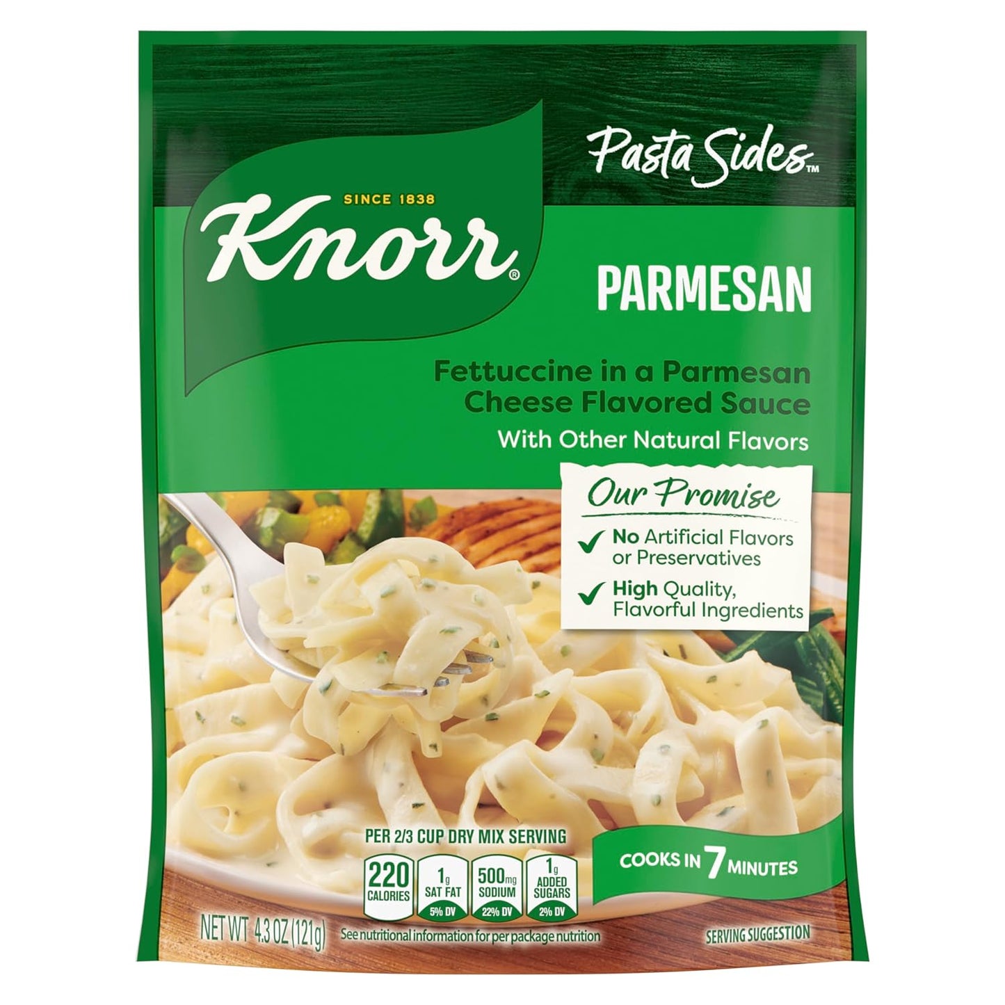 Knorr Pasta Sides Parmesan, 4.3 oz, No Artificial Flavors, No Preservatives, No Added MSG