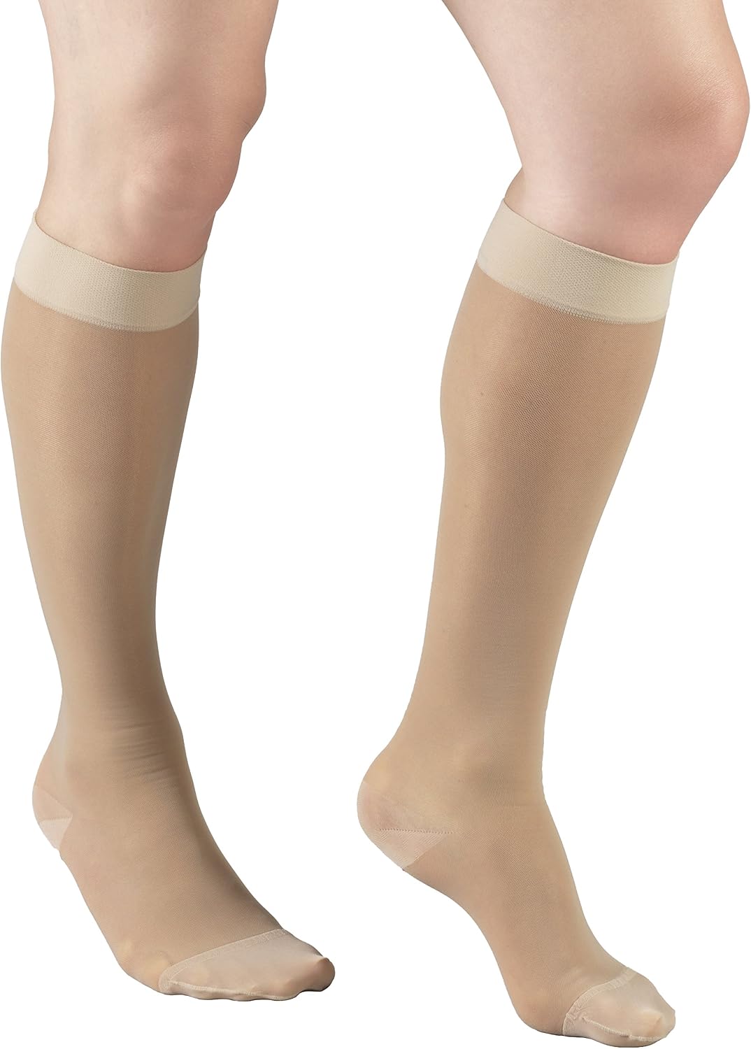 Truform 15-20 mmHg Women's Knee High Compression Stockings, 20 Denier, Nude, Medium
