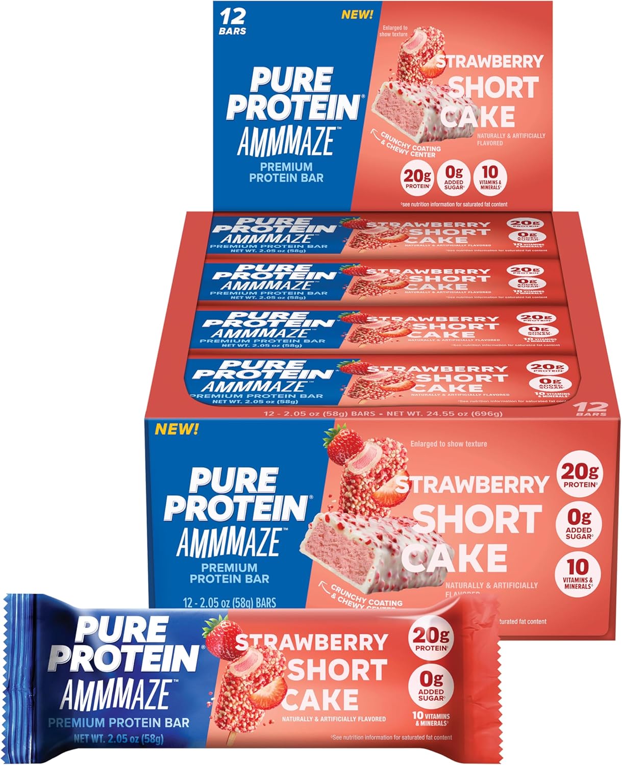Pure Protein Choco Chip Sandwich Bars, 20g Protein, 12 Count, High Protein Snack