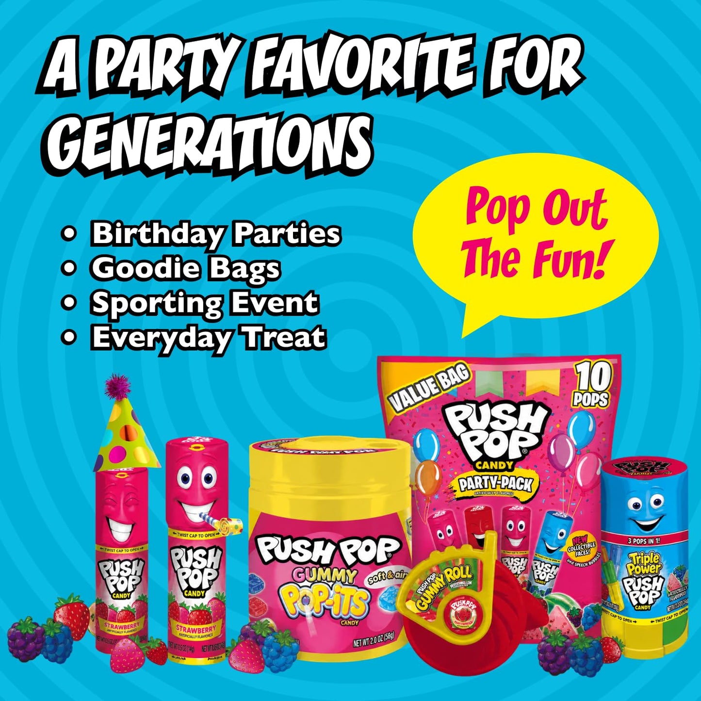 Push Pop Candy Lollipops Variety Pack 24 Count Assorted Fruity Flavors