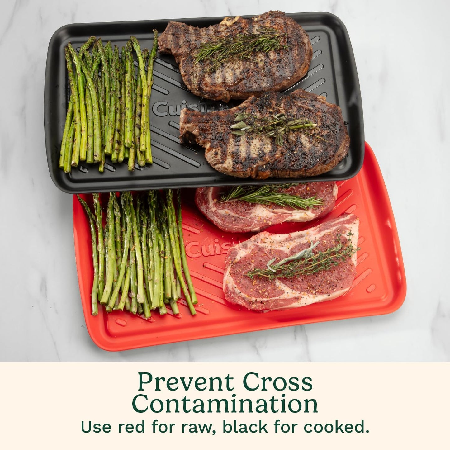 Cuisinart Grilling Prep and Serving Tray, Dishwasher-Safe, 2-Pc Nesting Set | CPK-200, 17-in x 10.5-in food tray set for prepping and serving, shatter-resistant melamine design fits 6 burgers