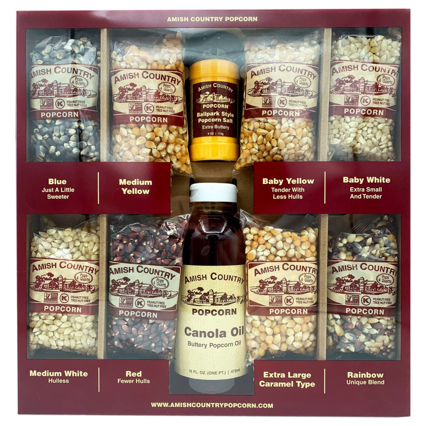Amish Country Popcorn 4 Ounce Variety Kernel Gift Set 10 Pack Assorted