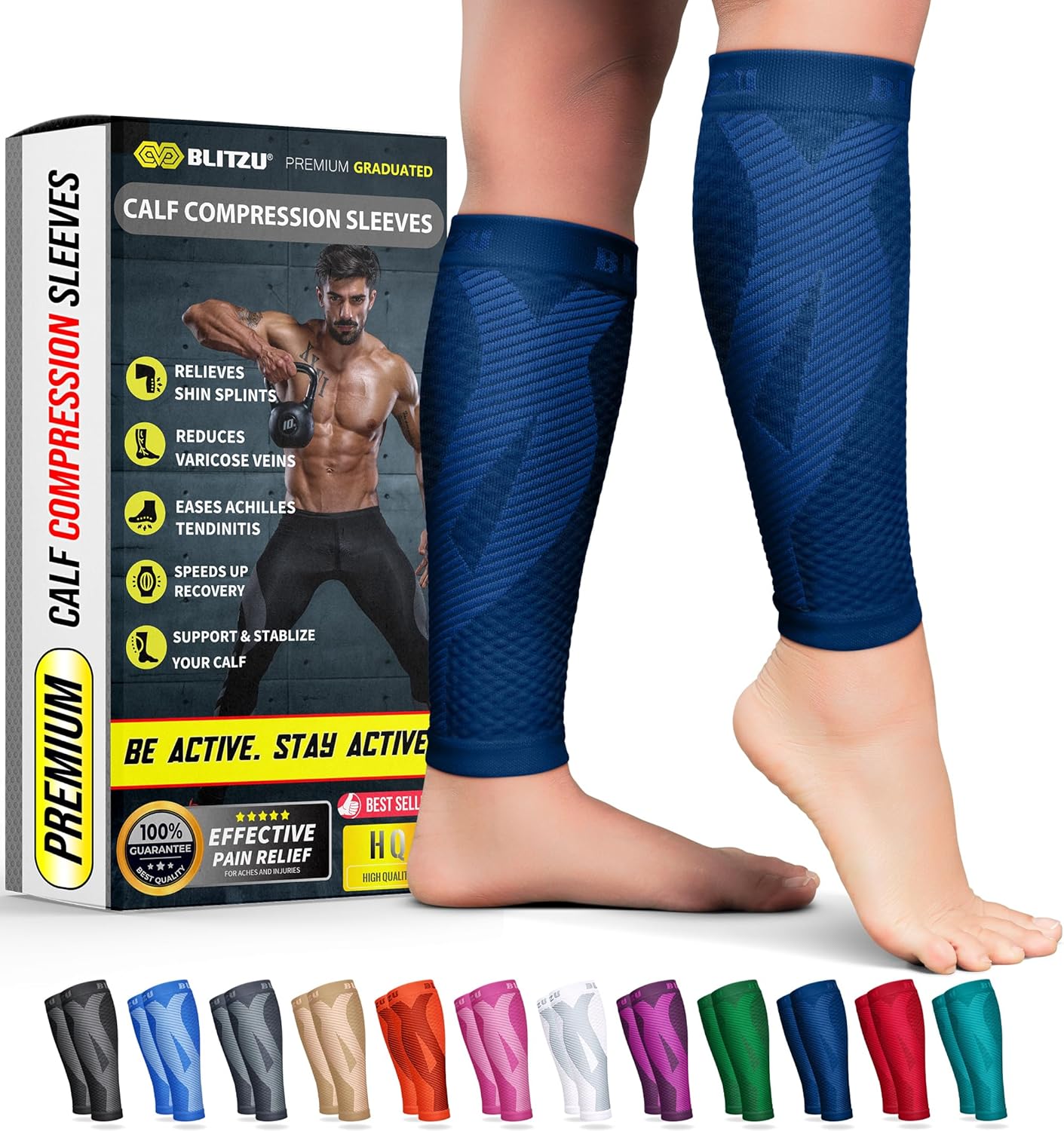 BLITZU Calf Compression Sleeve for Runners and Athletes