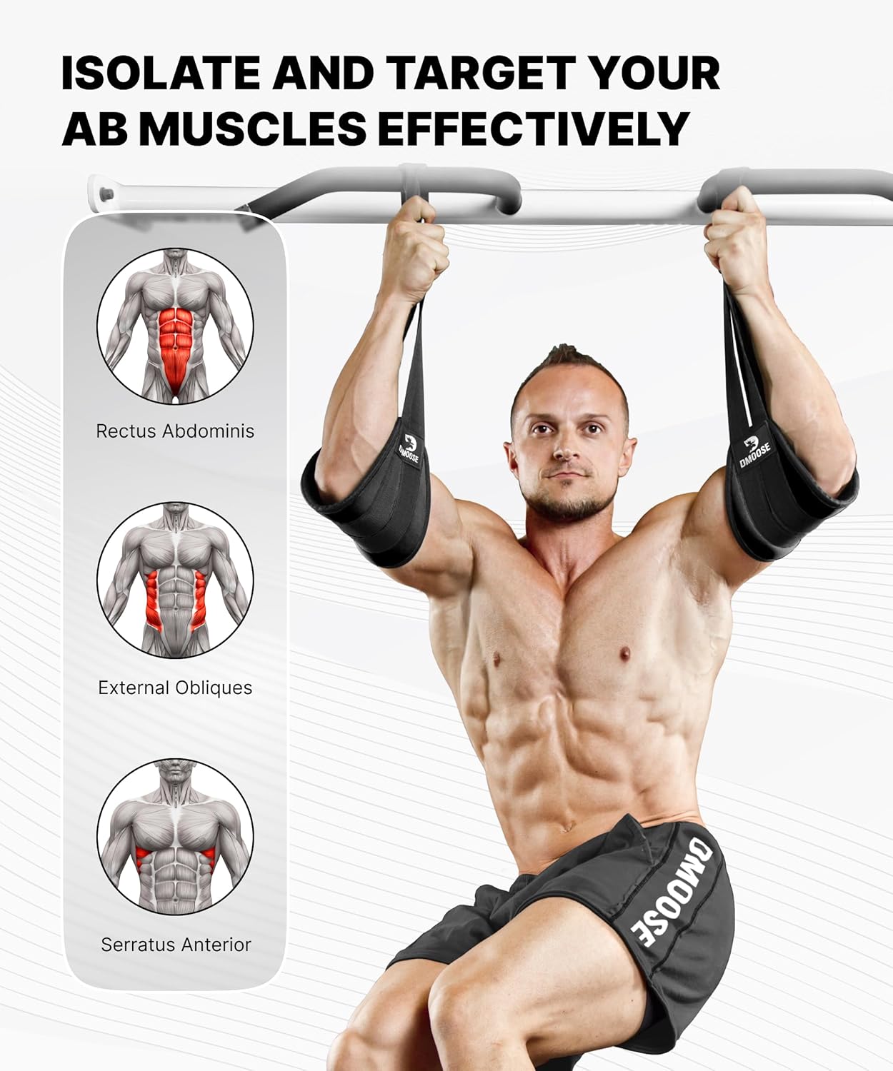 DMoose Fitness Hanging Ab Straps - Soft Padded Straps for Pull Up Bar Core Workouts
