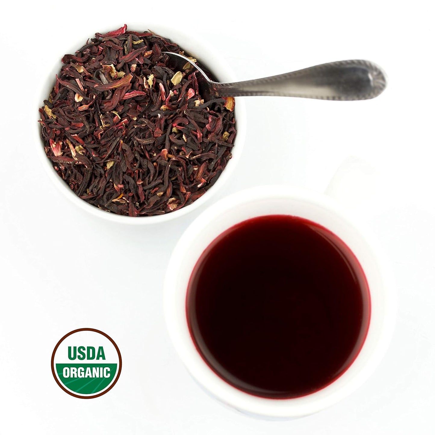100% Certified Organic Hibiscus Flowers Herbal Tea, 1LB, Caffeine Free, Bulk Resealable Bag