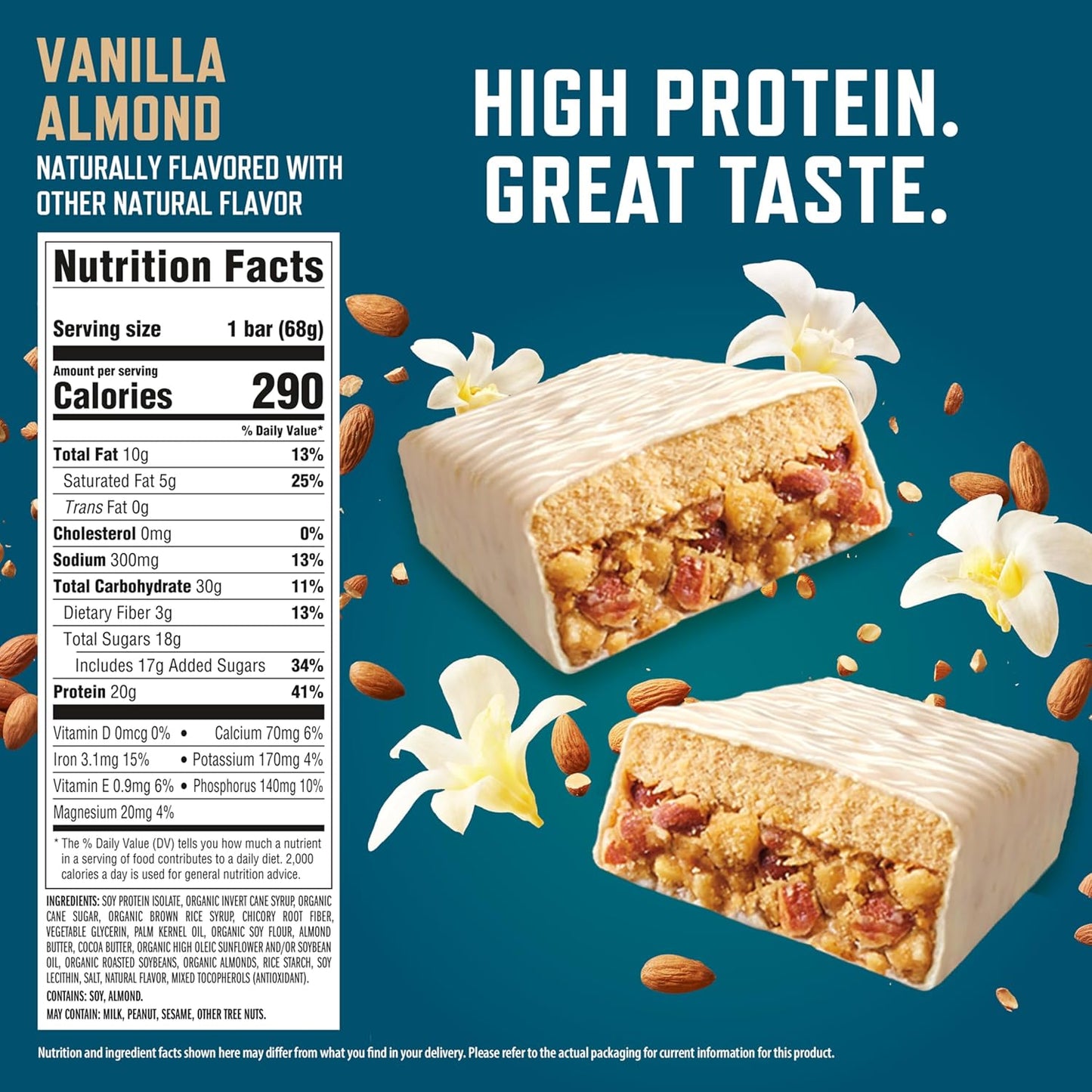 CLIF BUILDERS Vanilla Almond Flavor Plant Based Protein Bars 12 Pack