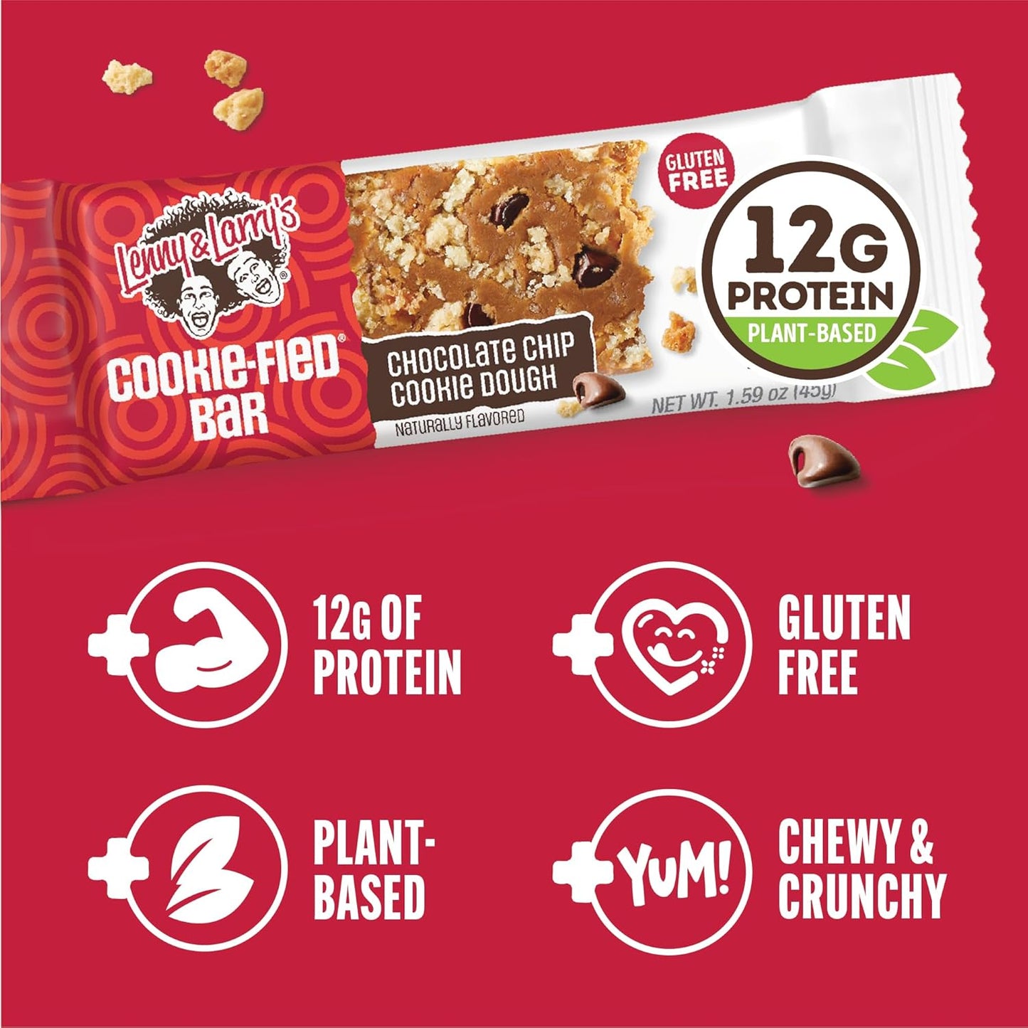 Lenny & Larry's Cookie-fied Bar - Chocolate Chip Cookie Dough Vegan Protein Bars
