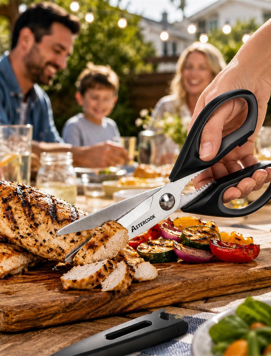 Astercook Kitchen Scissors 3 Pack, Heavy Duty All Purpose Kitchen Shears for Food and Packaging, Stainless Steel Food Scissors for Meat, Poultry, Herbs and Vegetables, Dishwasher Safe