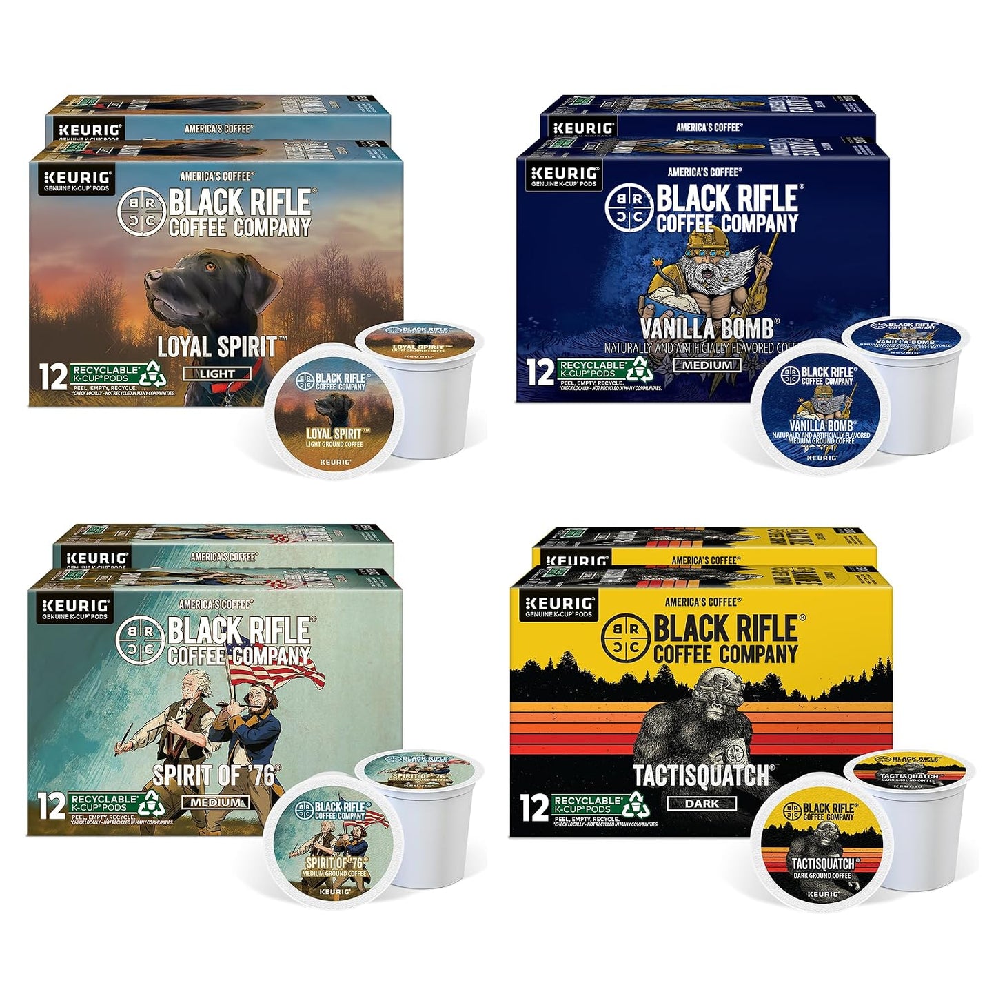 Black Rifle Coffee Company Supply Drop Variety Pack, 96 Count K Cups, 4 Blends