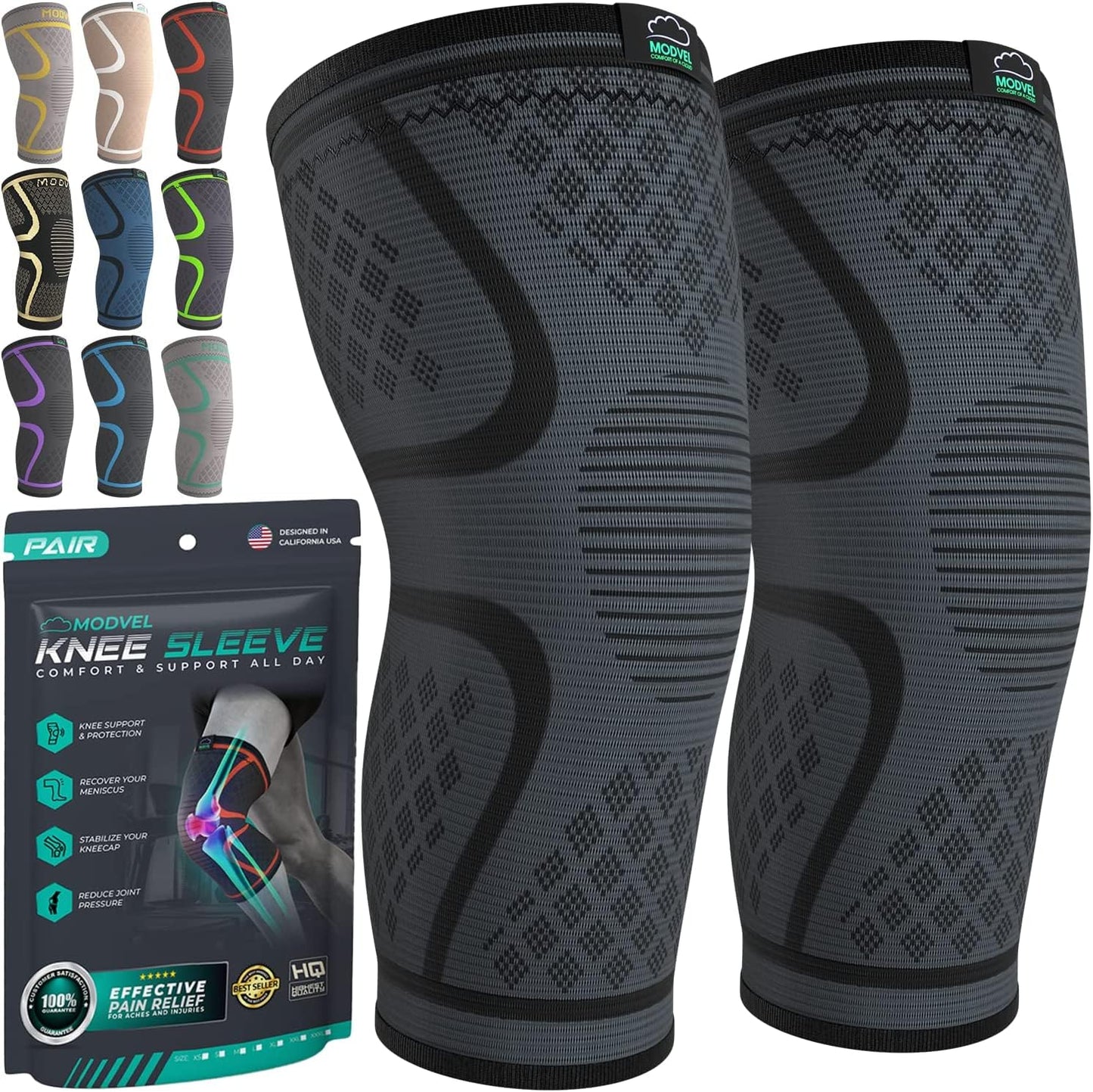 Modvel Compression Knee Brace for Women & Men, Knee Support for Running & Sports
