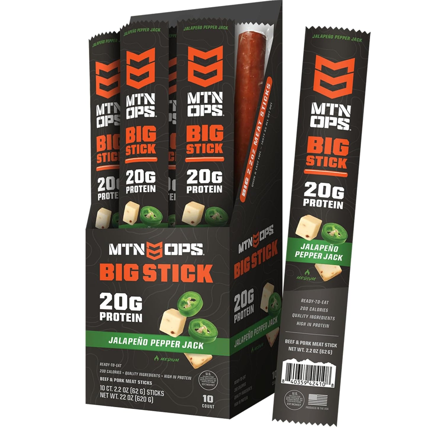 MTN OPS Big Stick High Protein Meat Sticks - 10 Count Carton