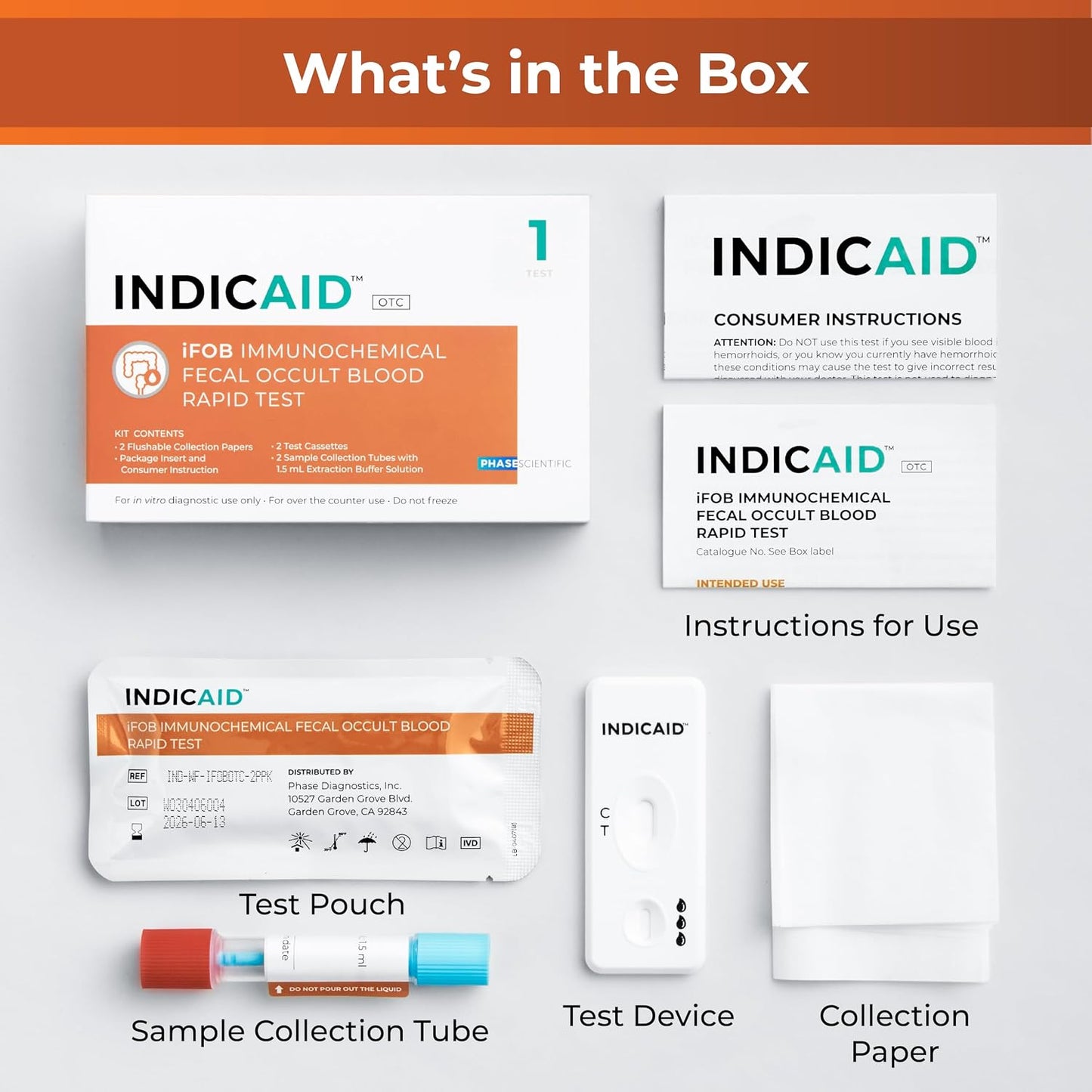 INDICAID iFOB Test, FIT Colon Test, Accurate and Easy at Home