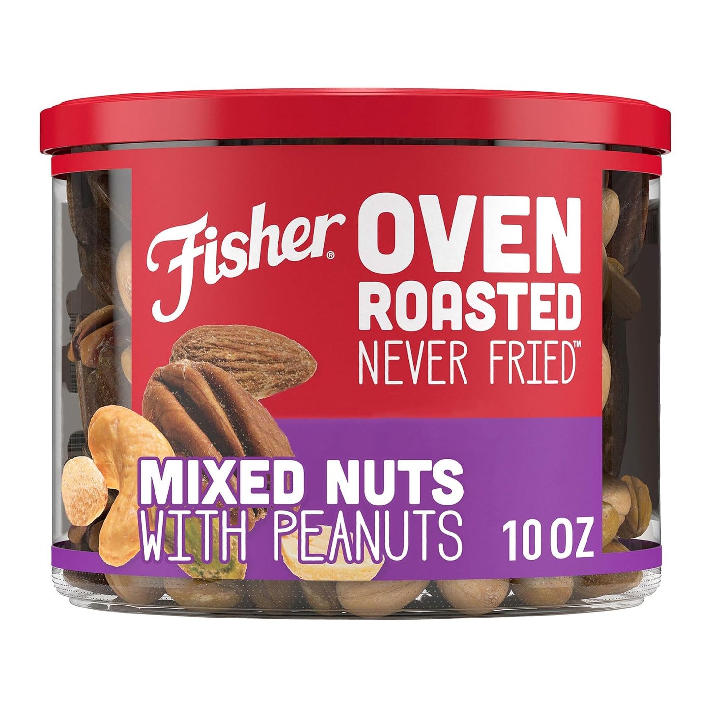 Fisher Oven Roasted Mixed Nuts with Peanuts, 24 Ounces, Reusable Canister