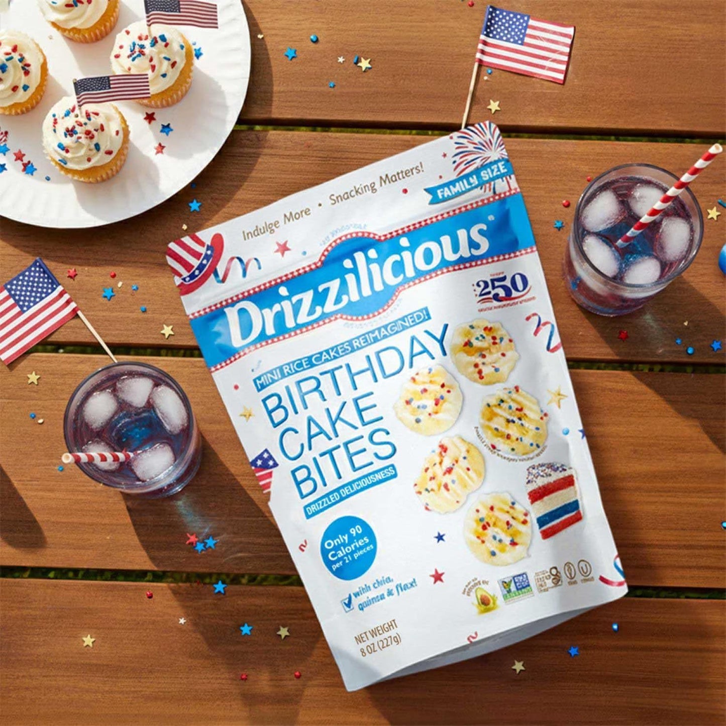 Birthday Cake Flavored Mini Rice Cakes in 8oz Stand-Up Pouch