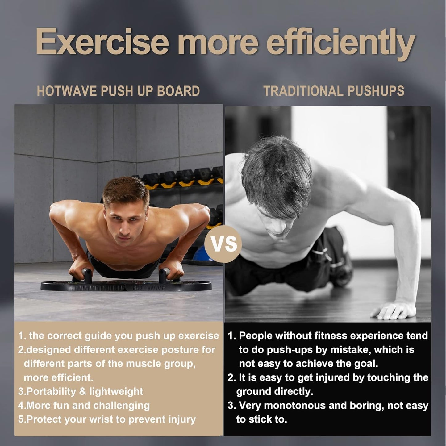 HOTWAVE 20-in-1 Foldable Push Up Board for Home Gym Strength Training