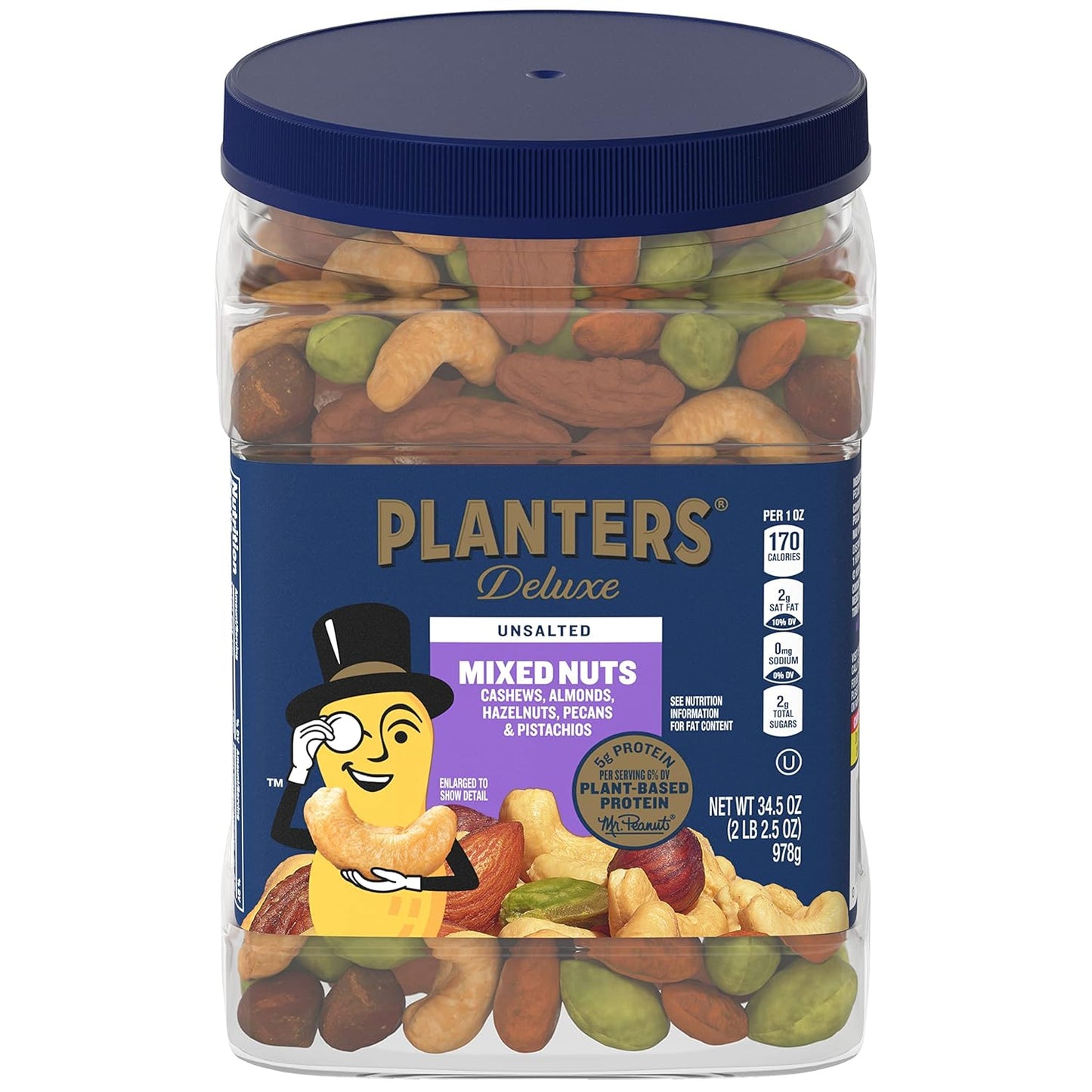 PLANTERS Deluxe Salted Mixed Nuts, 34oz Container