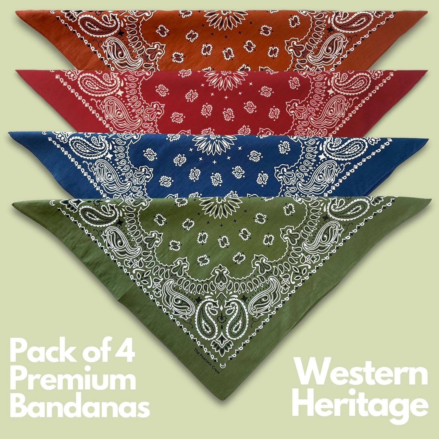 Peacock Crew Premium Soft Cotton Bandanas Paisley 22 x 22 inches