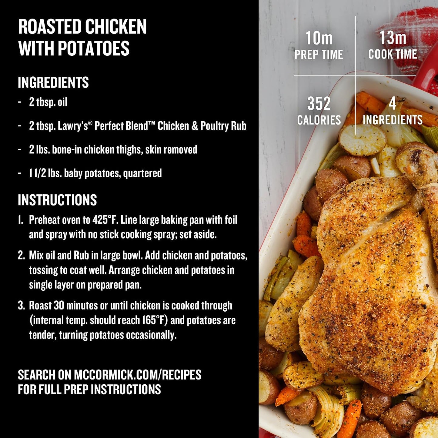 Lawrys Perfect Blend Chicken & Poultry Rub Seasoning 24.5 oz for Grilling Roasting Baking