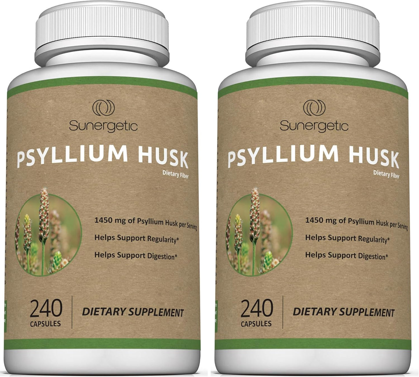 Premium Psyllium Husk Fiber Supplement 1450mg, 240 Capsules