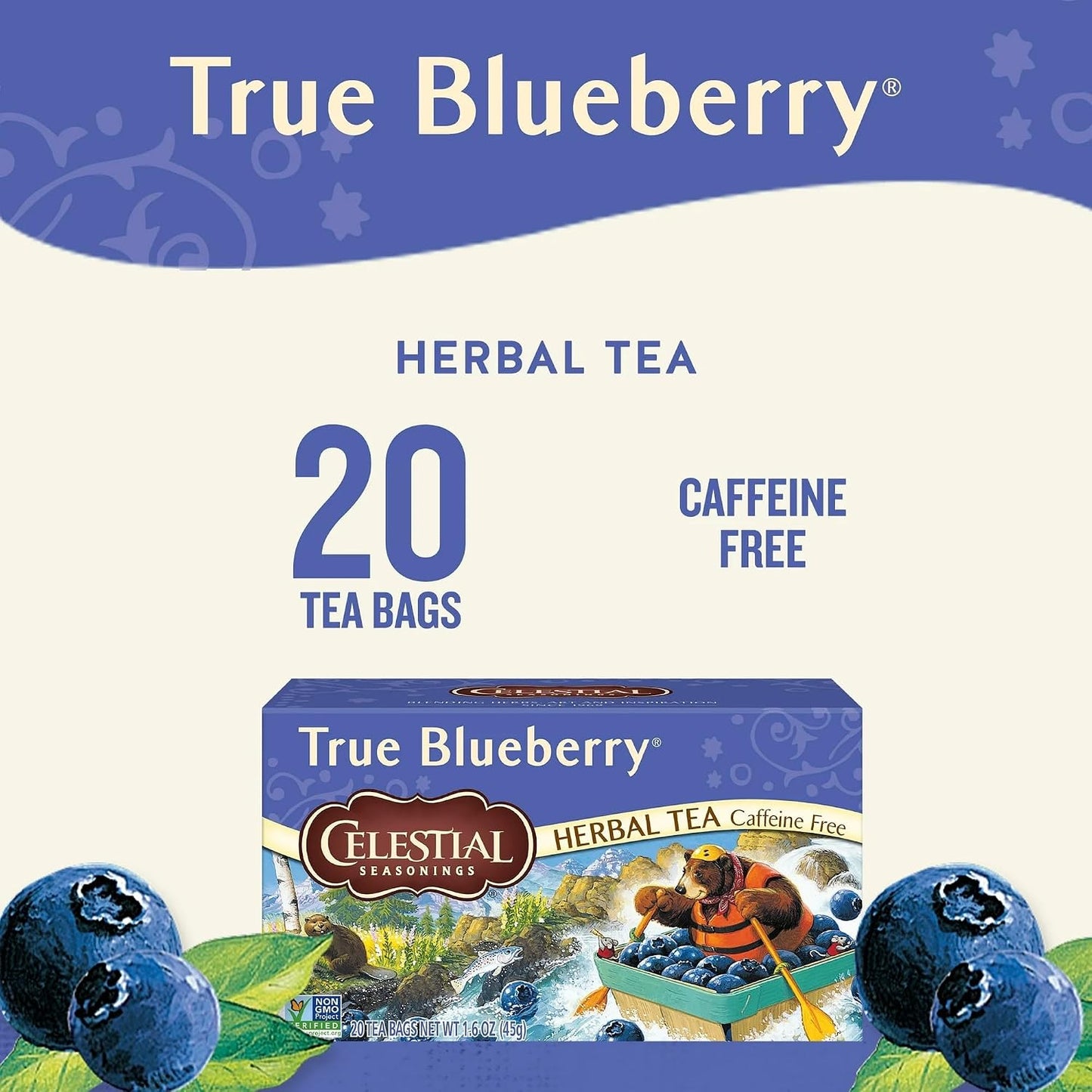 Celestial Seasonings Herb Tea True Blueberry 20 Bag Pack of 2