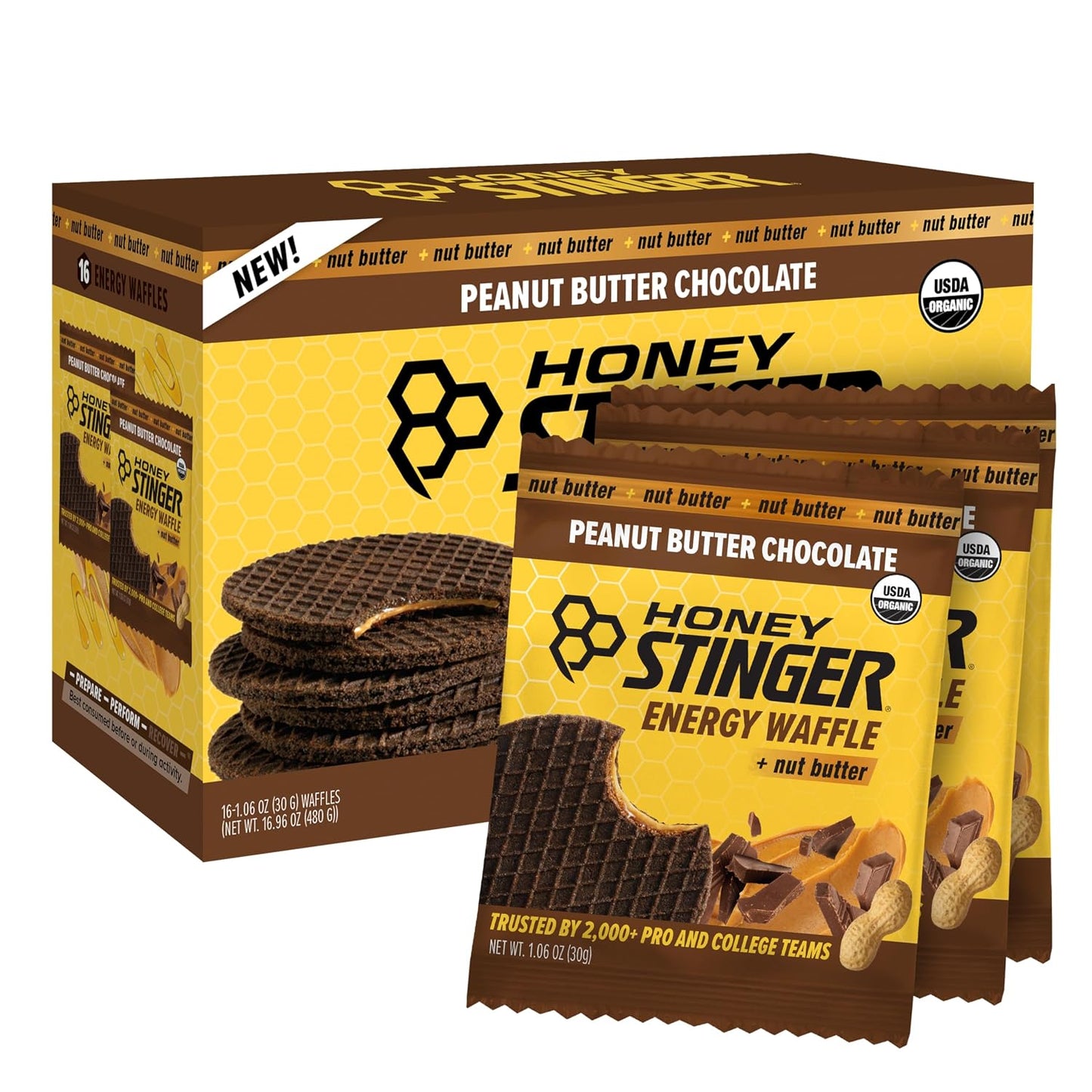 Honey Stinger Organic Chocolate Waffle, Energy Stroopwafel for Exercise, Endurance and Performance, Sports Nutrition for Home & Gym, Pre and Post Workout, 16.96 Ounces (Pack of 16)