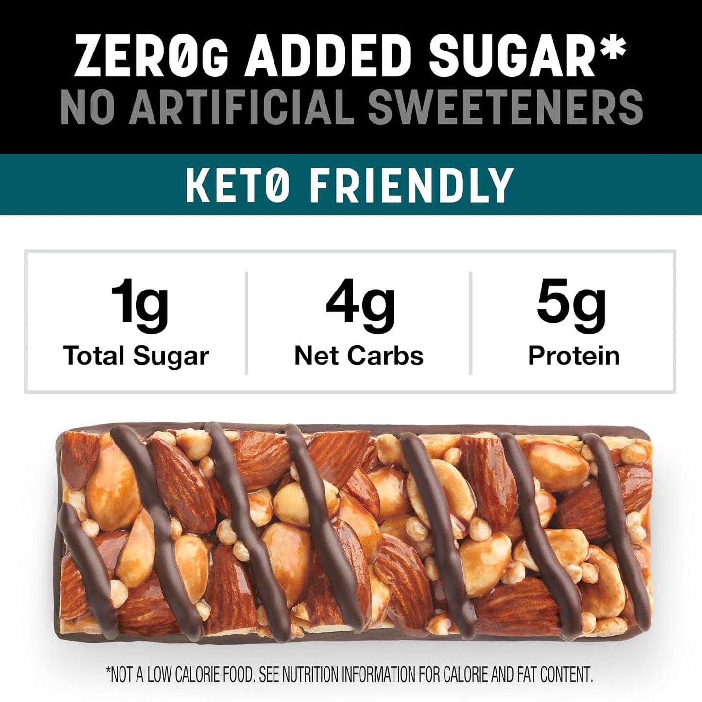 Kind Zero Added Sugar Snacks Bars Variety Pack, Gluten Free, High Fiber, Keto Friendly, 15 Count