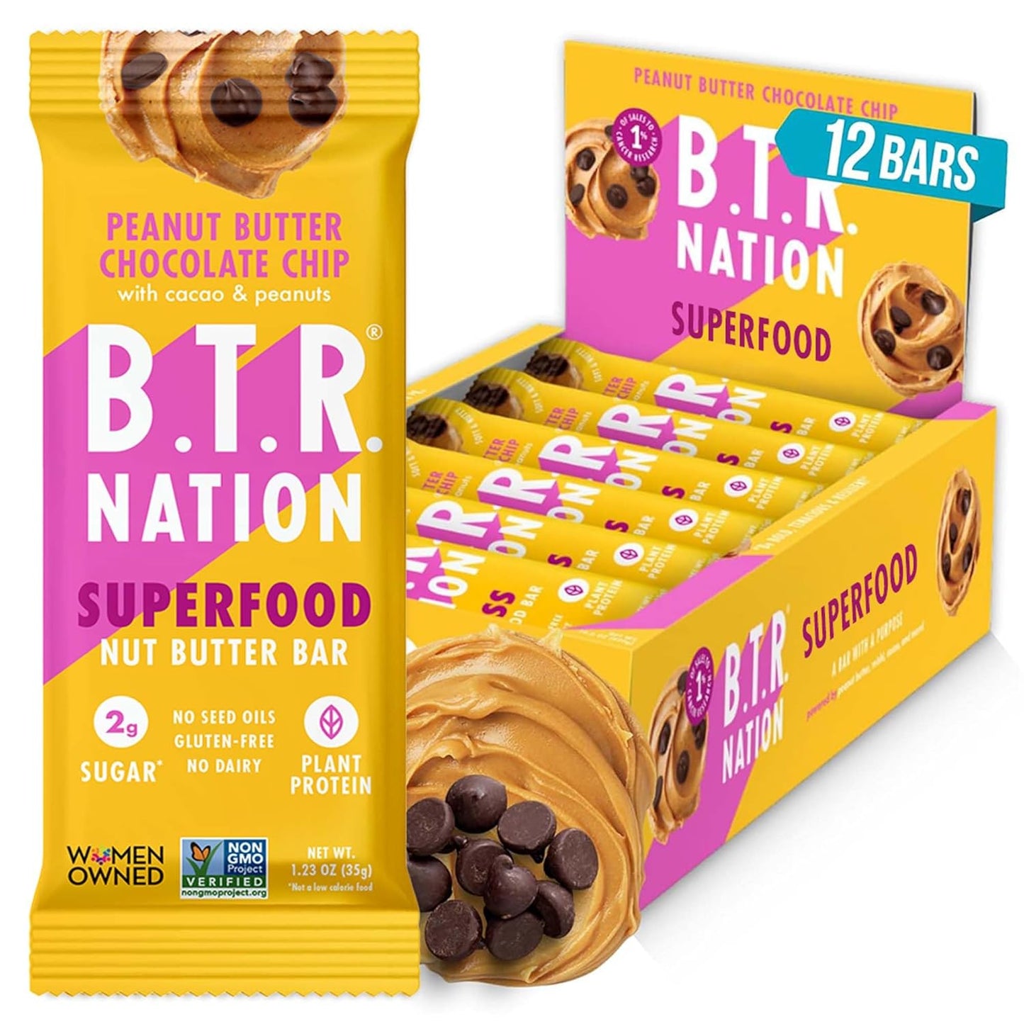 B.T.R Nation Vegan Keto Plant Based Protein Bars - 12 Count, Low Carb, Gluten Free, No Sugar Alcohols, Dairy, Soy