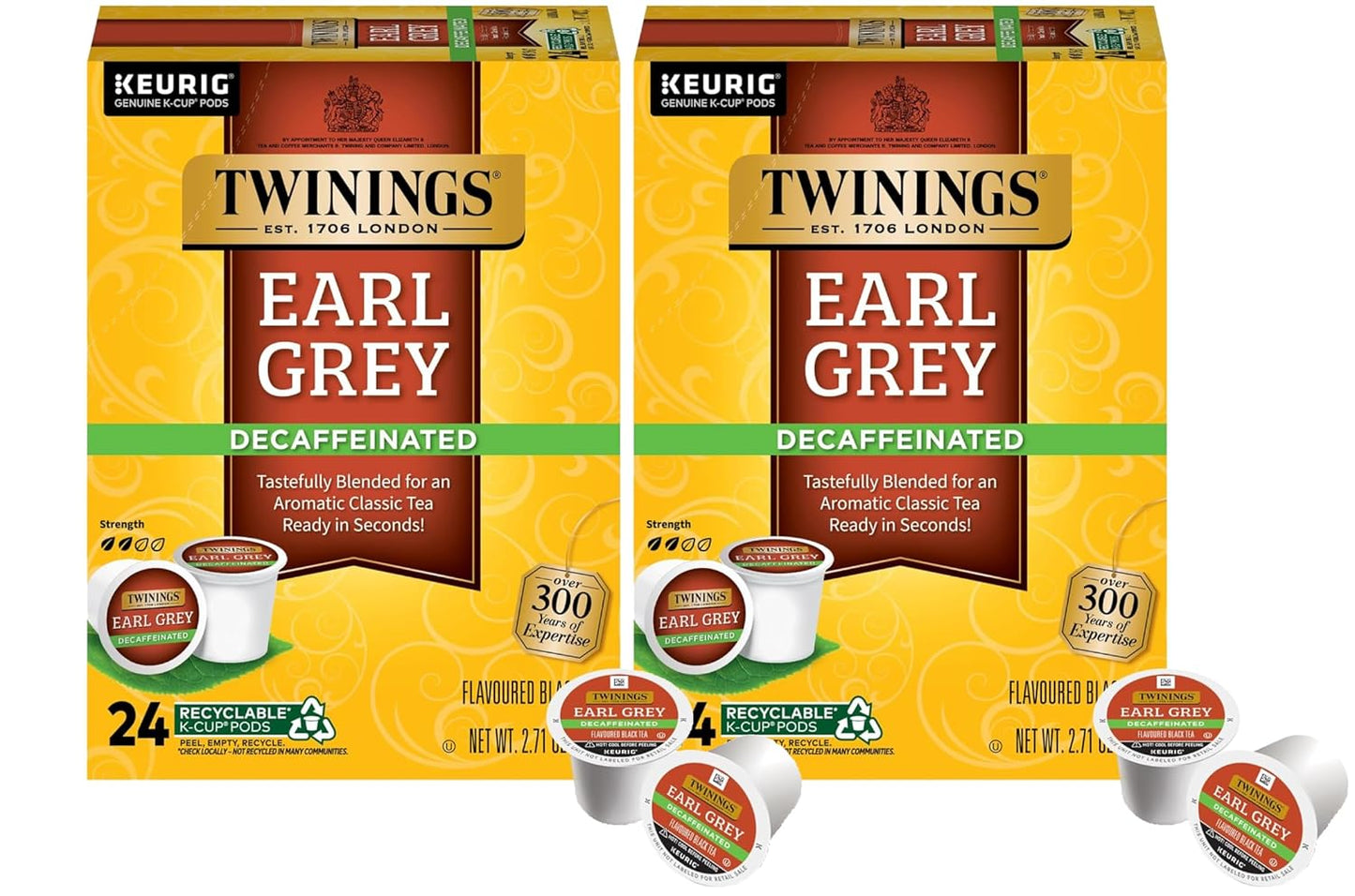 Twinings Lemon and Ginger Herbal Tea K-Cup Pods for Keurig, 24 Count