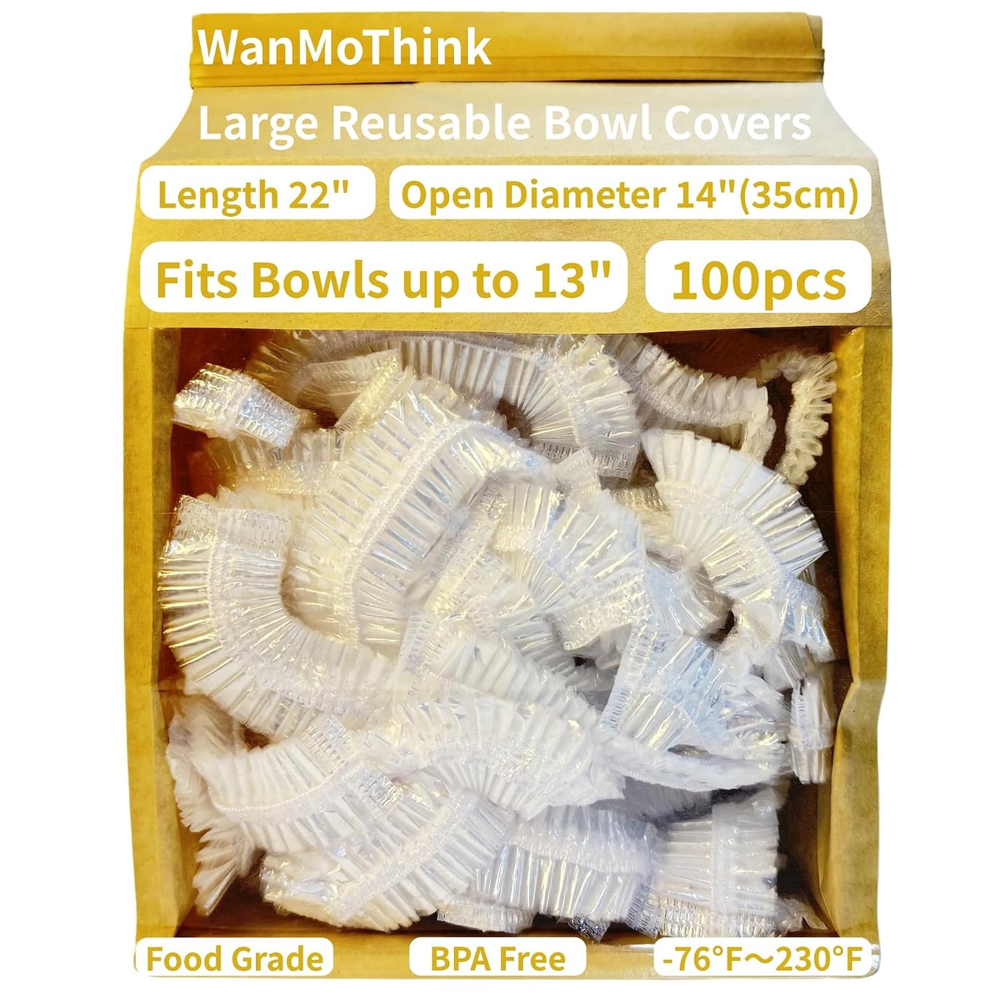 100 Bowl Covers Bread Proofing Sourdough Bread Baking Supplies | Large Thick Plastic Shower Caps Sourdough Tools accessories Food Covers Elastic Stretch for Rising Keep Food Fresh