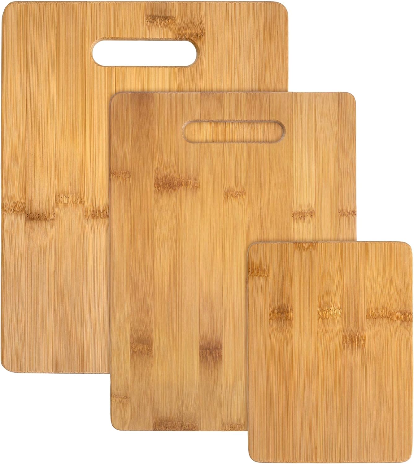 Totally Bamboo Cutting Board Set, 3 Reversible Cutting Boards for Kitchen | Small, medium & large bamboo boards for everyday meal prep. Smooth, knife-friendly surface for meat, produce, cheese & bread.