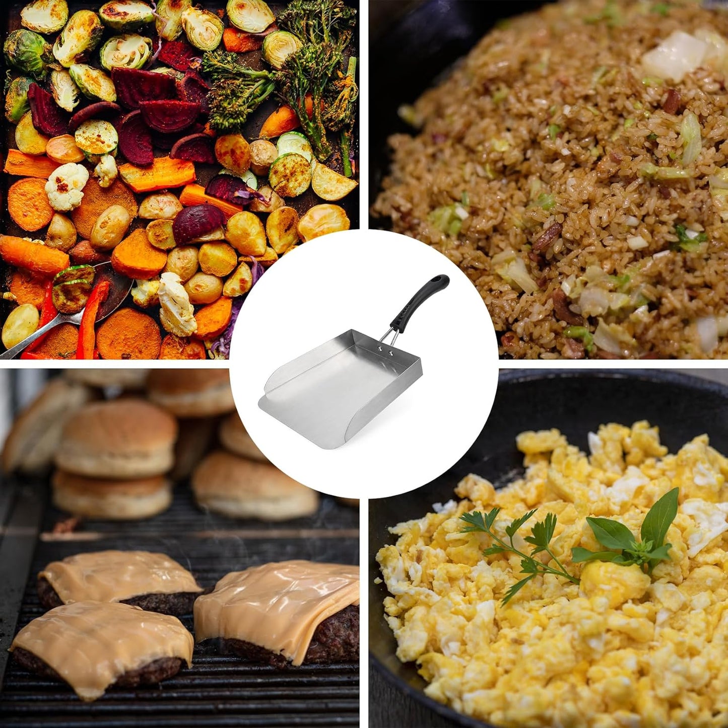 Stanbroil Large Griddle Scoop Spatula Food Mover for Rice, Veggies & More | Stainless Steel, 7" Wide, Moves More Food at Once, Flat Top Grill Tool, Ideal for Stir Fry, Fried Rice & Teppanyaki