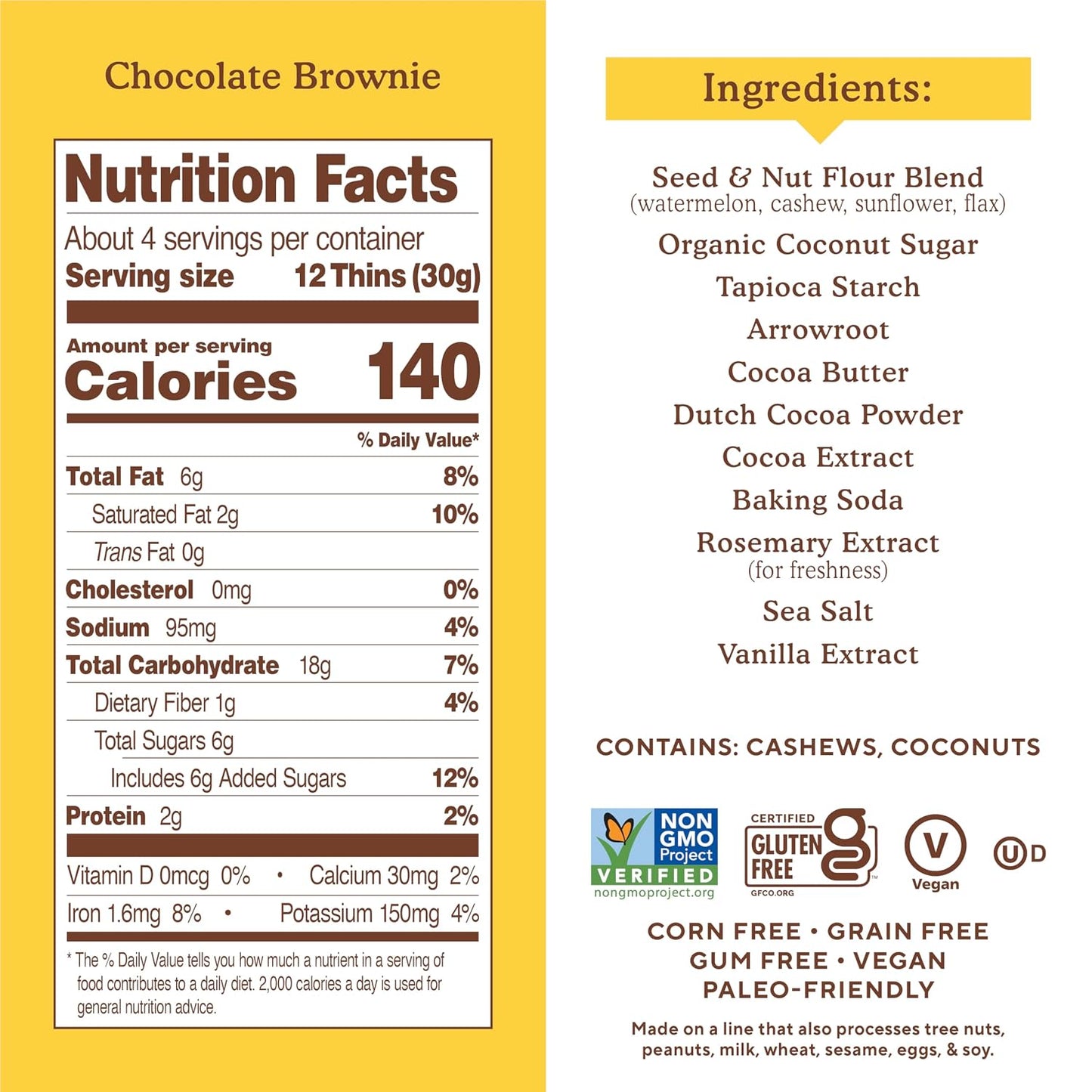 Simple Mills Chocolate Brownie Seed and Nut Flour Sweet Thins, Paleo Friendly and Delicious Sweet Thin Cookies, Good for Snacks, Nutrient Dense, 4.25 oz (Pack of 3)
