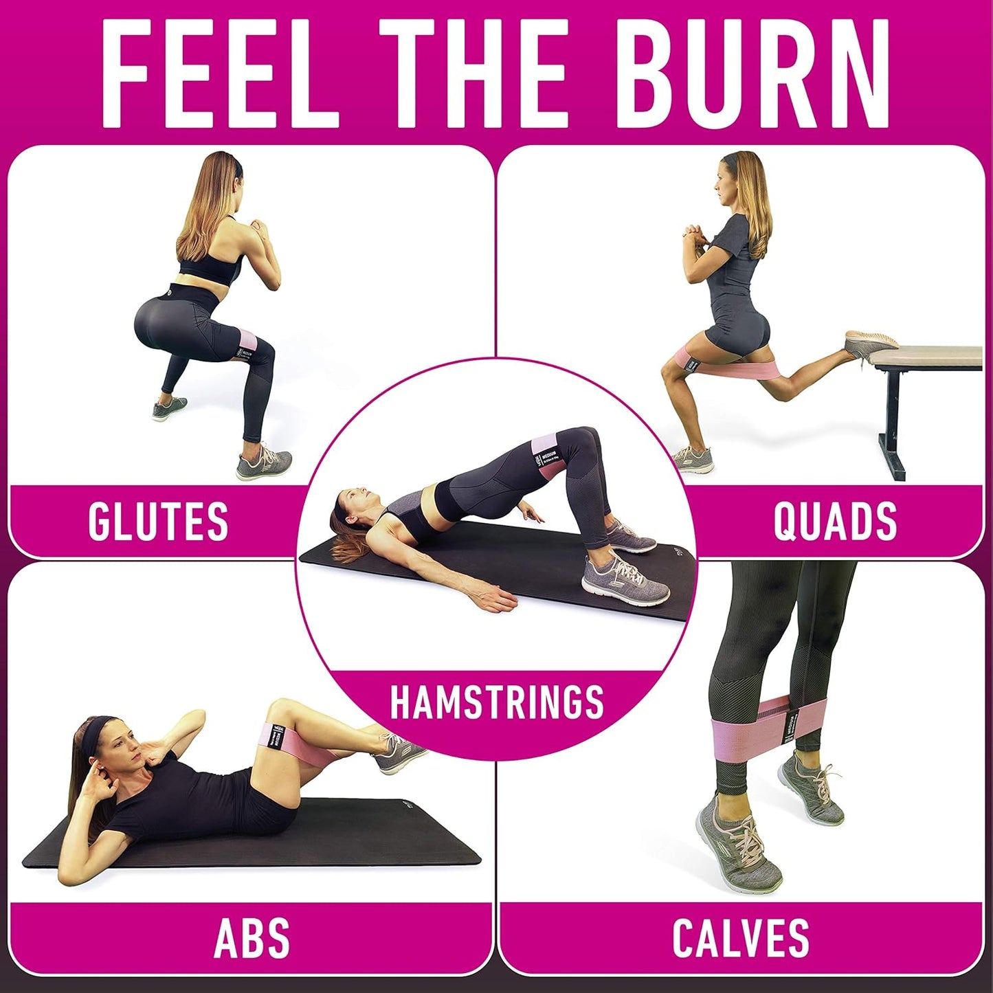 Resistance Bands for Working Out with 4 Booty Bands Set