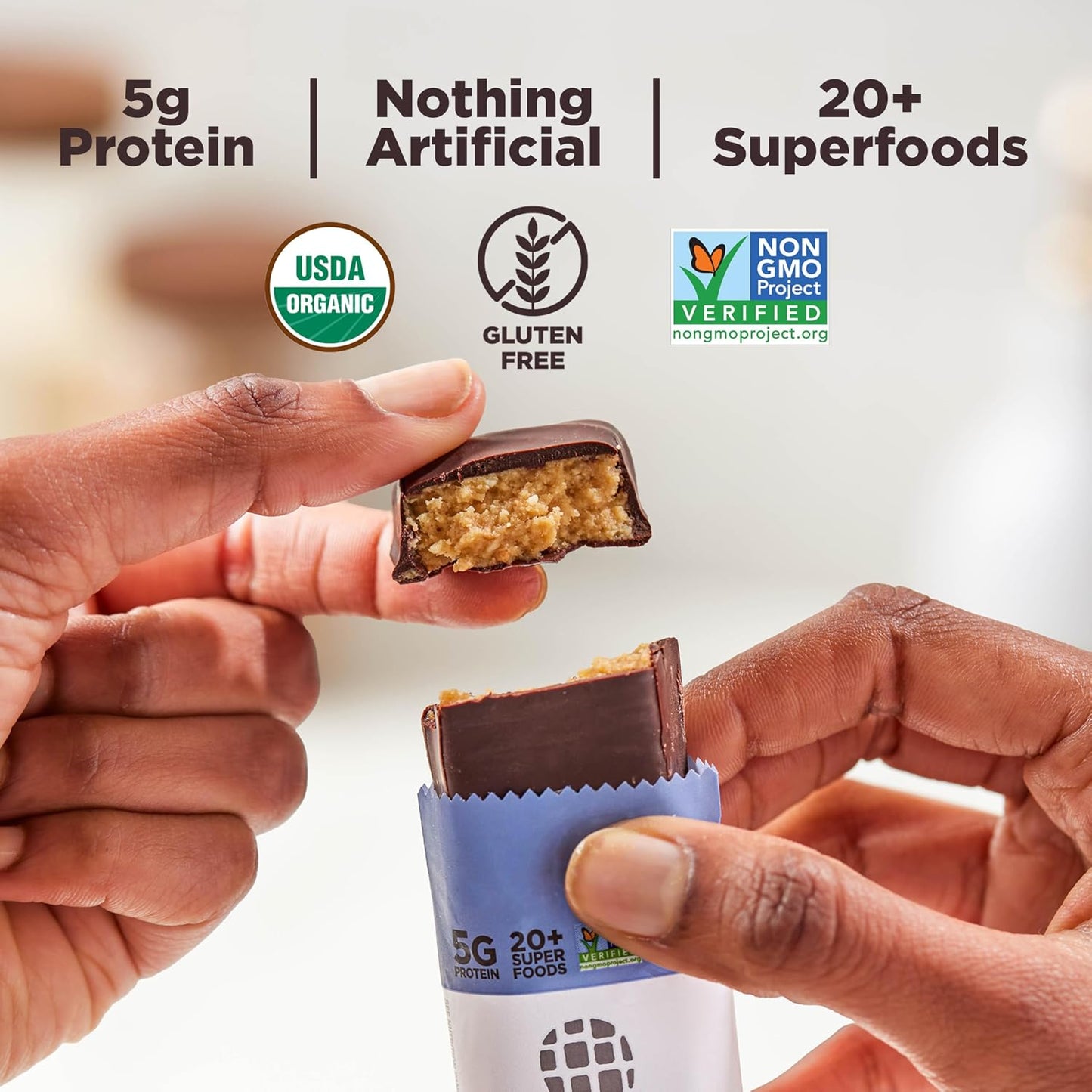 Organic Mini Chocolate Covered Peanut Butter Protein Bars, 18 Count, 1.05 Ounce Each
