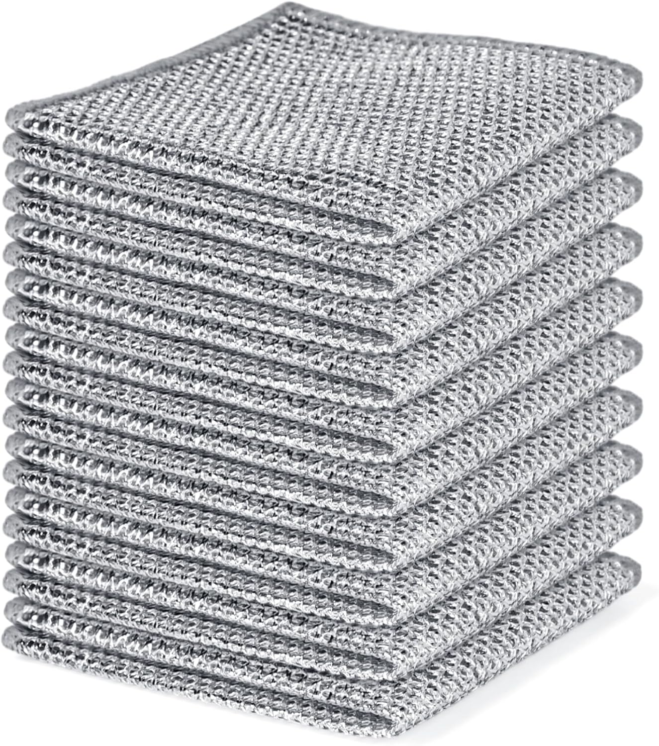 Aidoclip Non-Scratch Steel Wool Dishcloths Kitchen Scrubbers | Durable Pads Handle Wet or Dry Scrubbing on Dishes, Sinks and Cookware, Helping Lift Grease Without Scratching Surfaces.