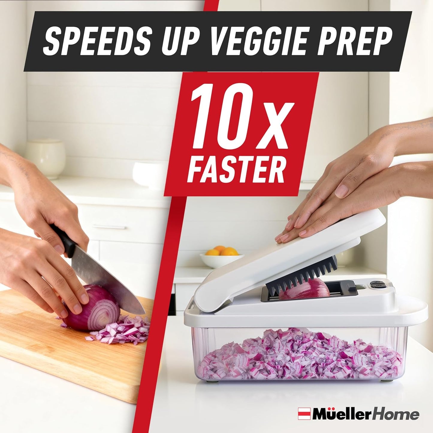 Mueller The Real Original Pro Vegetable Chopper & Mandoline Slicer, 10-in-1 | since 2013, 8 Blade Food Veggie Chopper, Onion Vegetable Cutter with Container, Kitchen Gadgets & Essentials