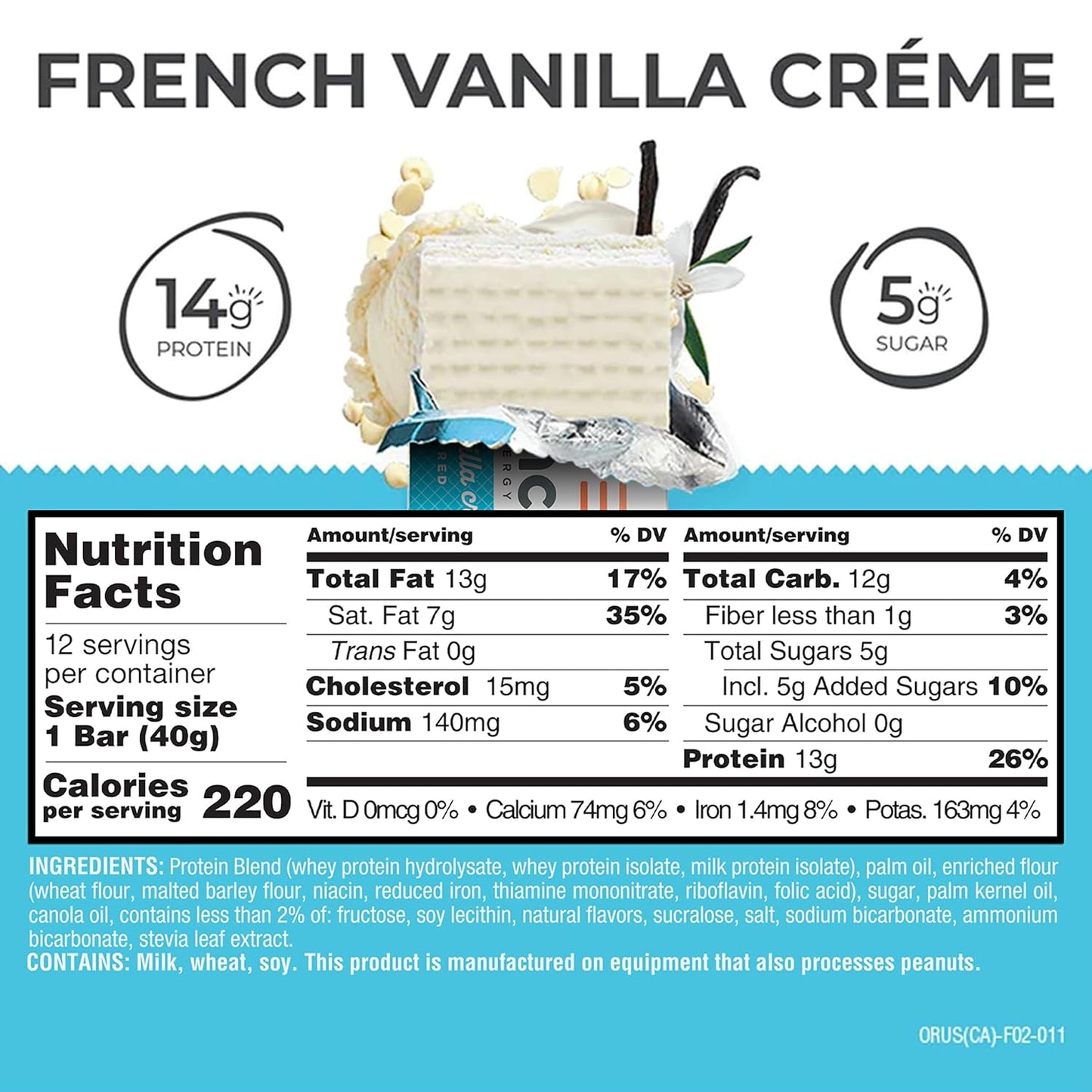 Power Crunch Protein Energy Wafer Bars, French Vanilla Creme, 1.4 Ounce, 12 Count