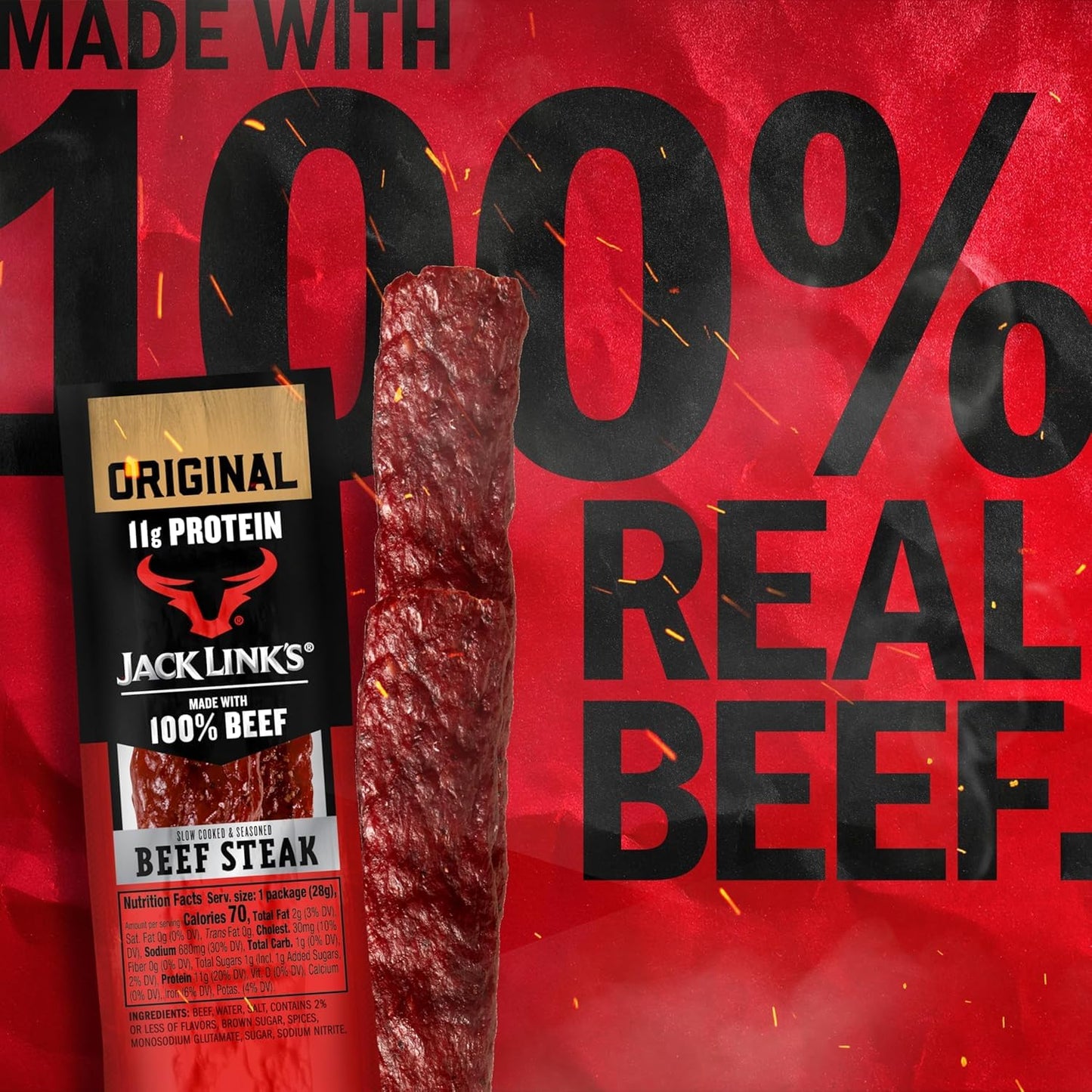 Jack Link's Premium Cuts Beef Steak, Original, 1 oz, 12 Count, Premium Beef Snack