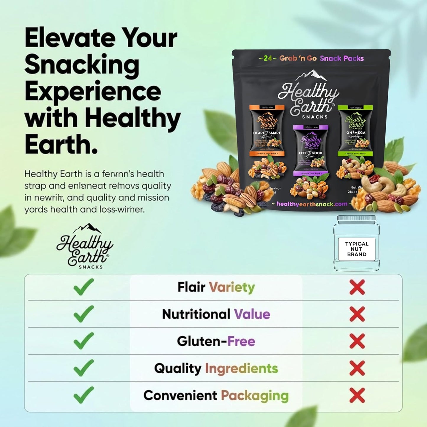 Earth Snacks Variety Pack, 24 Count, Mixed Nuts and Dried Fruits, Gluten-Free