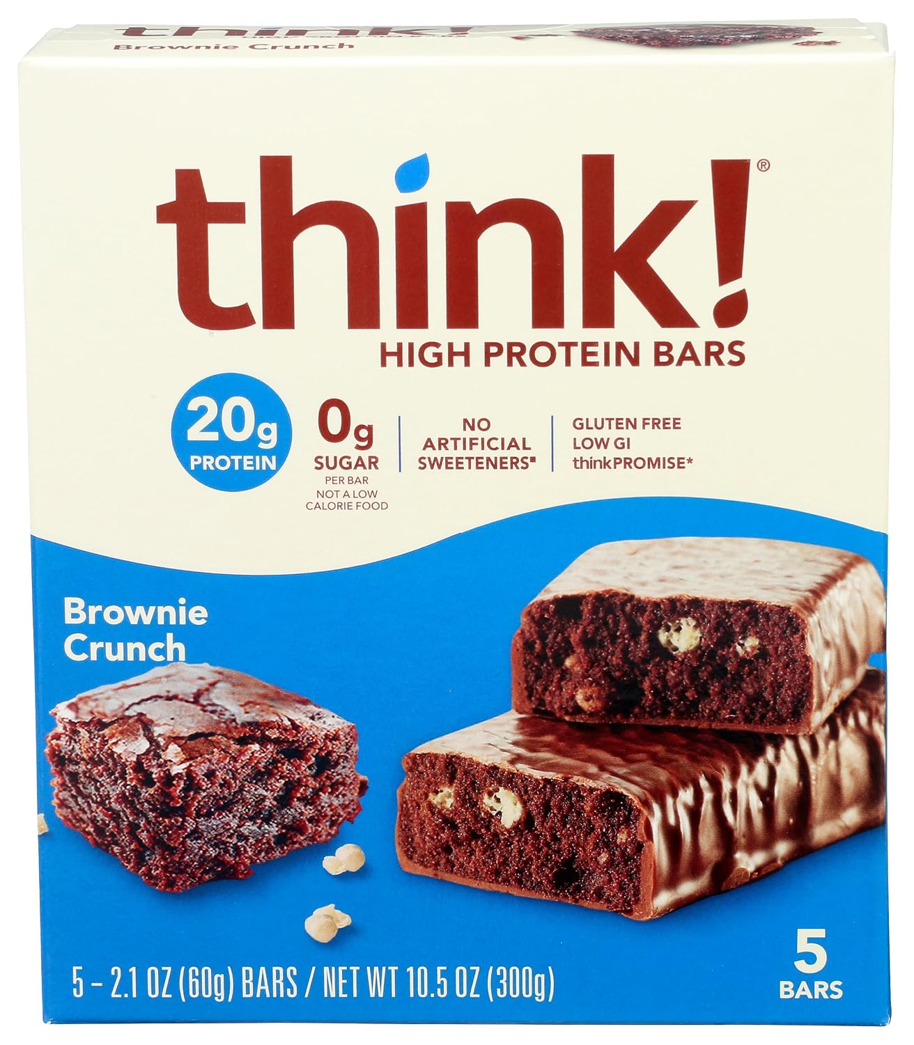 Glanbia Performance Thinkthin High Protein Bars, Brownie Crunch, 5 Count, Gluten Free