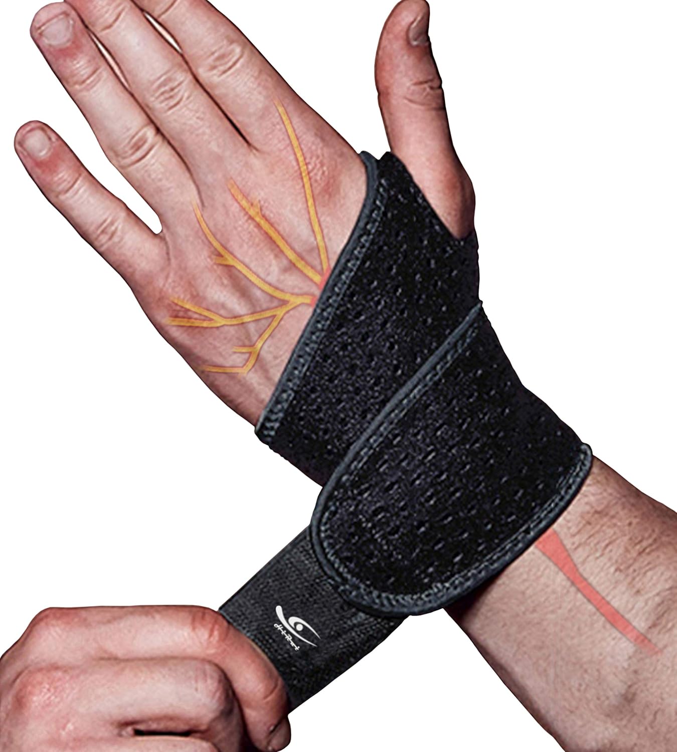 HiRui Wrist Compression Strap and Wrist Brace Sport Wrist Support Black