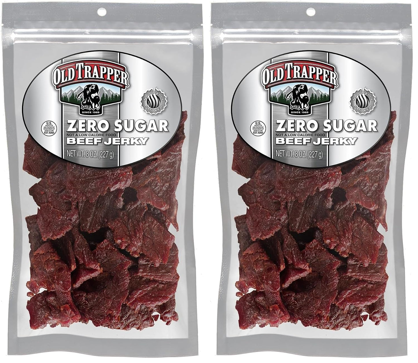 Old Trapper Beef Jerky, Hot & Spicy, 8 Ounce Individual Pack, 11 Grams of Protein, 70 Calories per Serving
