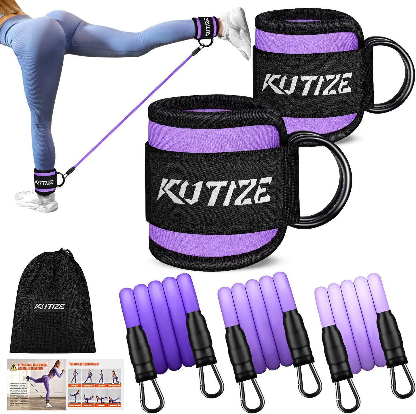 KUTIZE Adjustable Ankle Resistance Bands for Full-Body Workouts