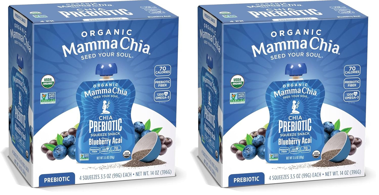 Mamma Chia Organic Prebiotic Squeeze Snack, Strawberry Lemonade, 16- 3.5 Ounce , Fiber-Rich Prebiotic Gut Support, USDA Organic, Non-GMO, Vegan, Gluten Free (Pack of 16)