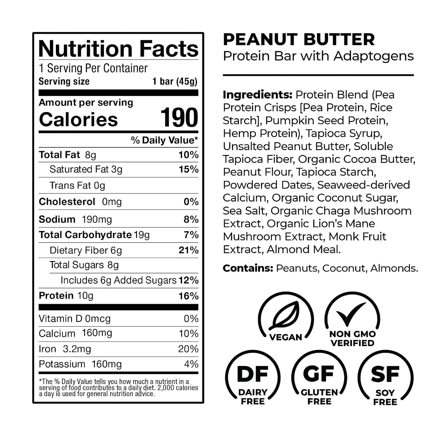 Laird Superfood Functional Protein Bars, 10g Plant-Based Protein, 6g Fiber, 5 Flavor Variety Pack, 10 Count