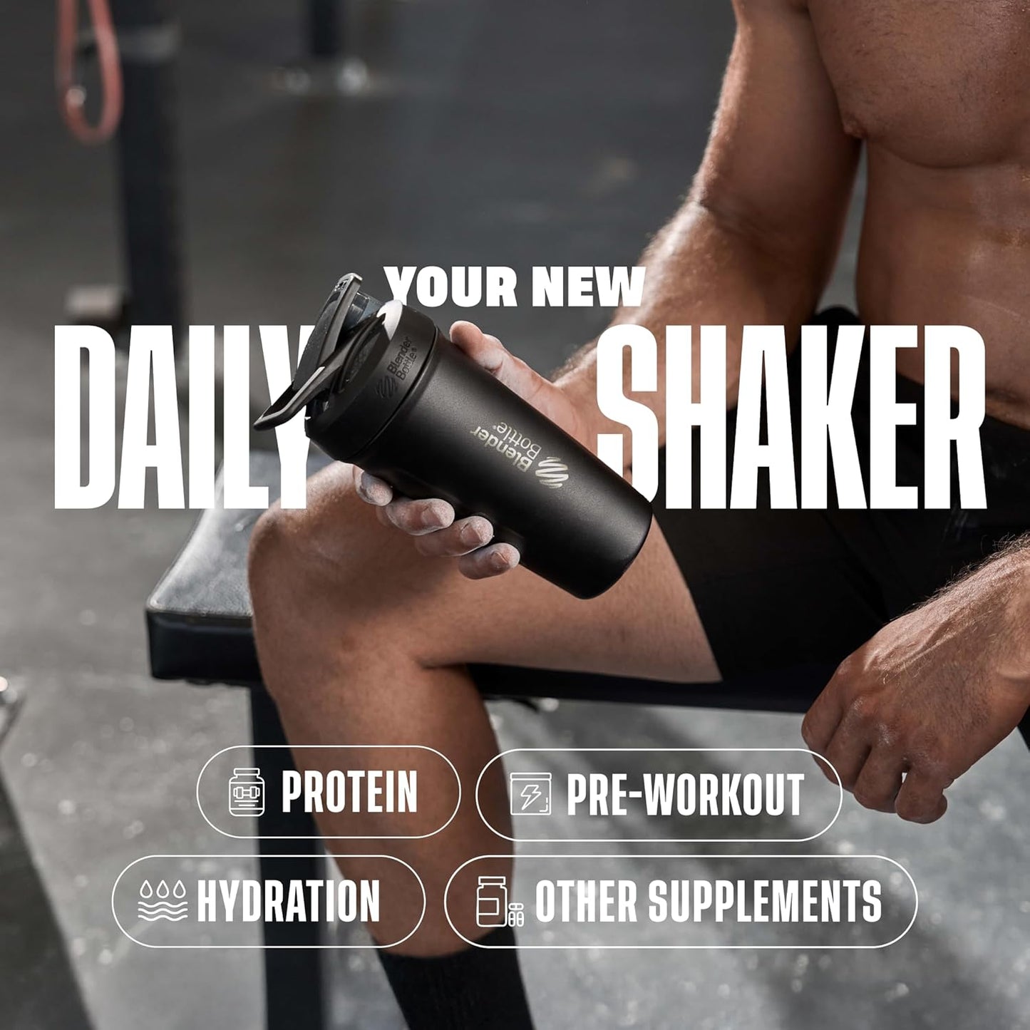 BlenderBottle Strada 24oz Insulated Stainless Steel Shaker Cup with Whisk
