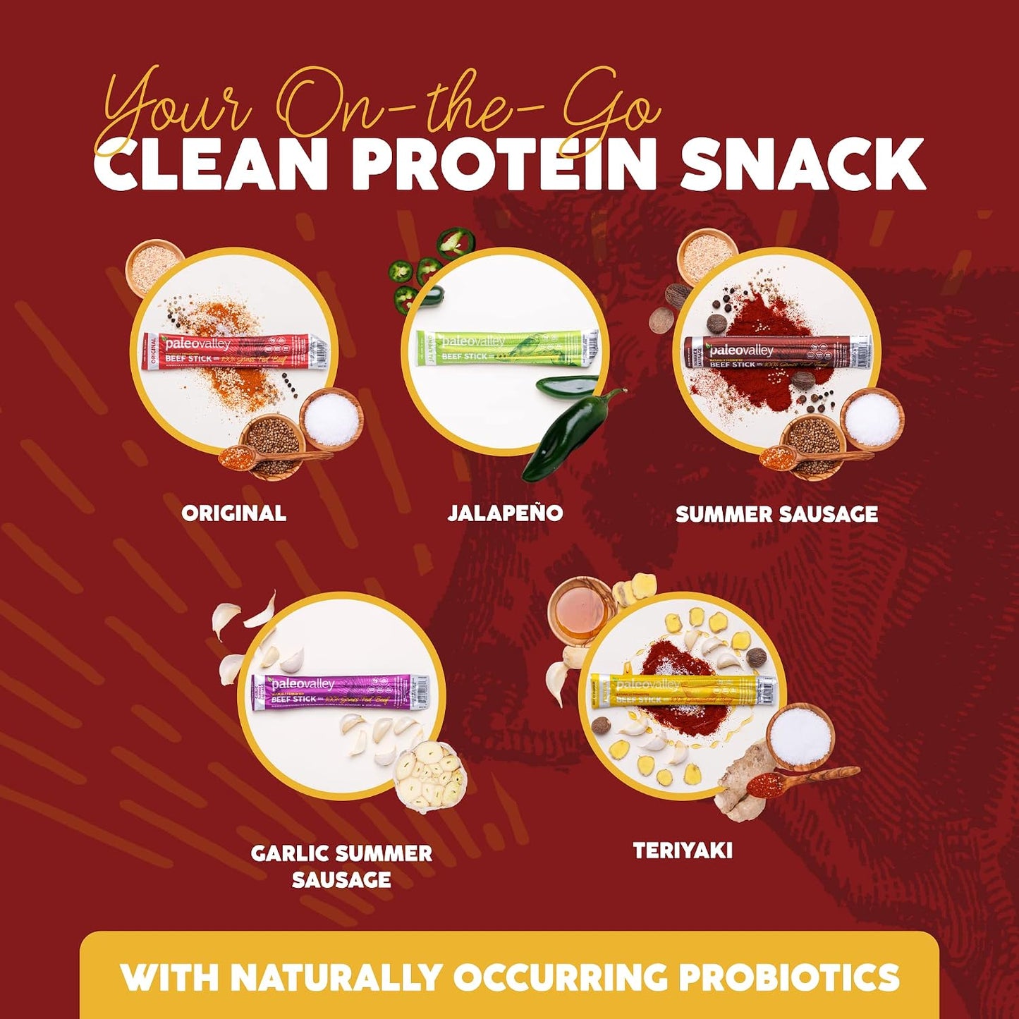 Paleovalley 100% Grass Fed Beef Sticks - Gluten Free Beef Snack - High Protein Keto Friendly