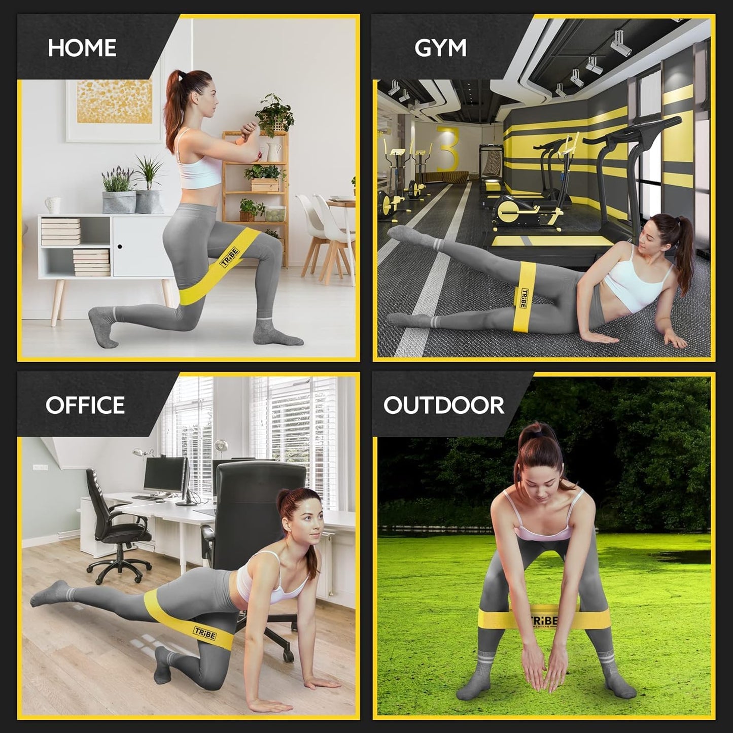 Tribe Fabric Resistance Bands for Working Out - 5 Piece Set for Legs and Glutes
