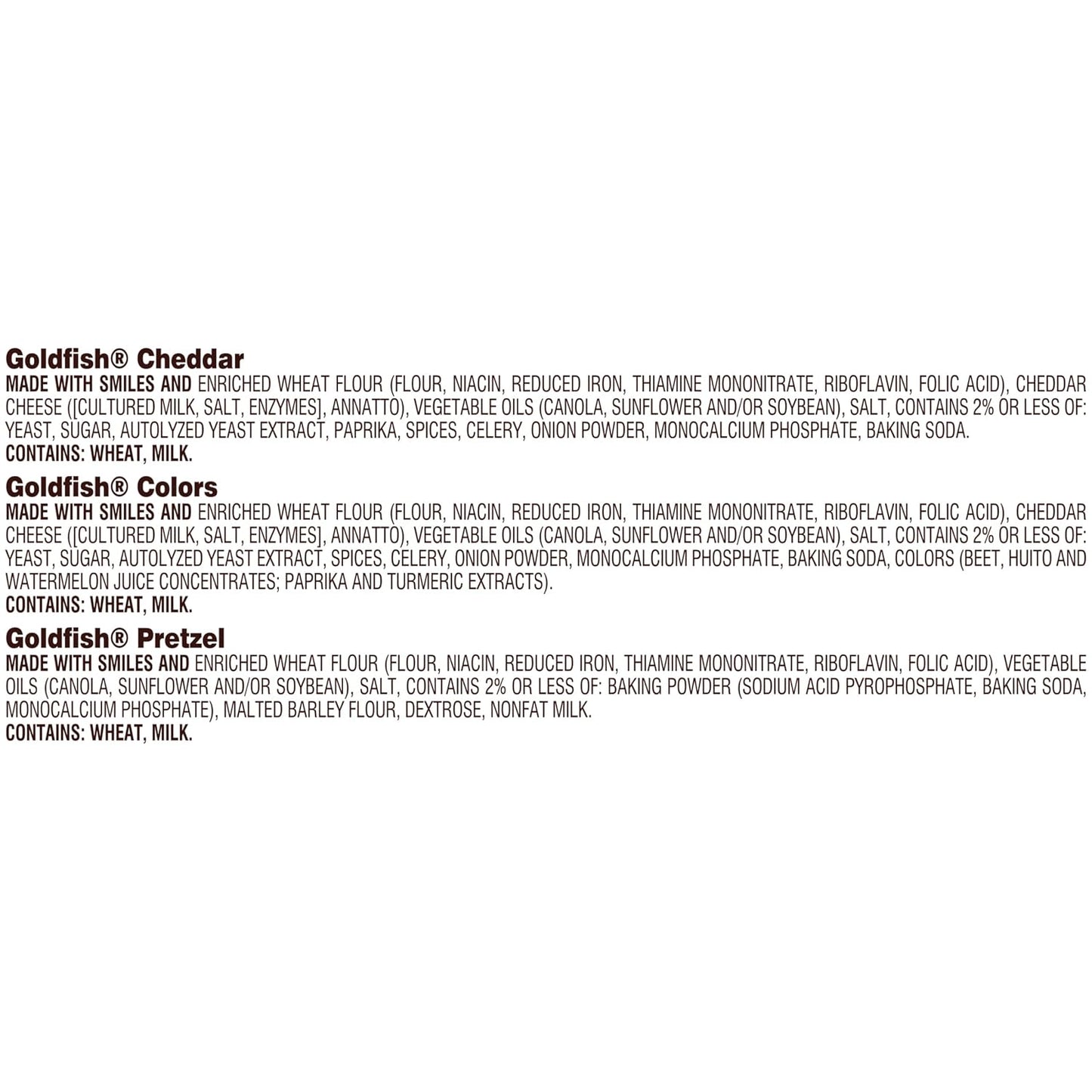 Goldfish Crackers Variety Pack with Cheddar, Colors, and Pretzels, 30 Count