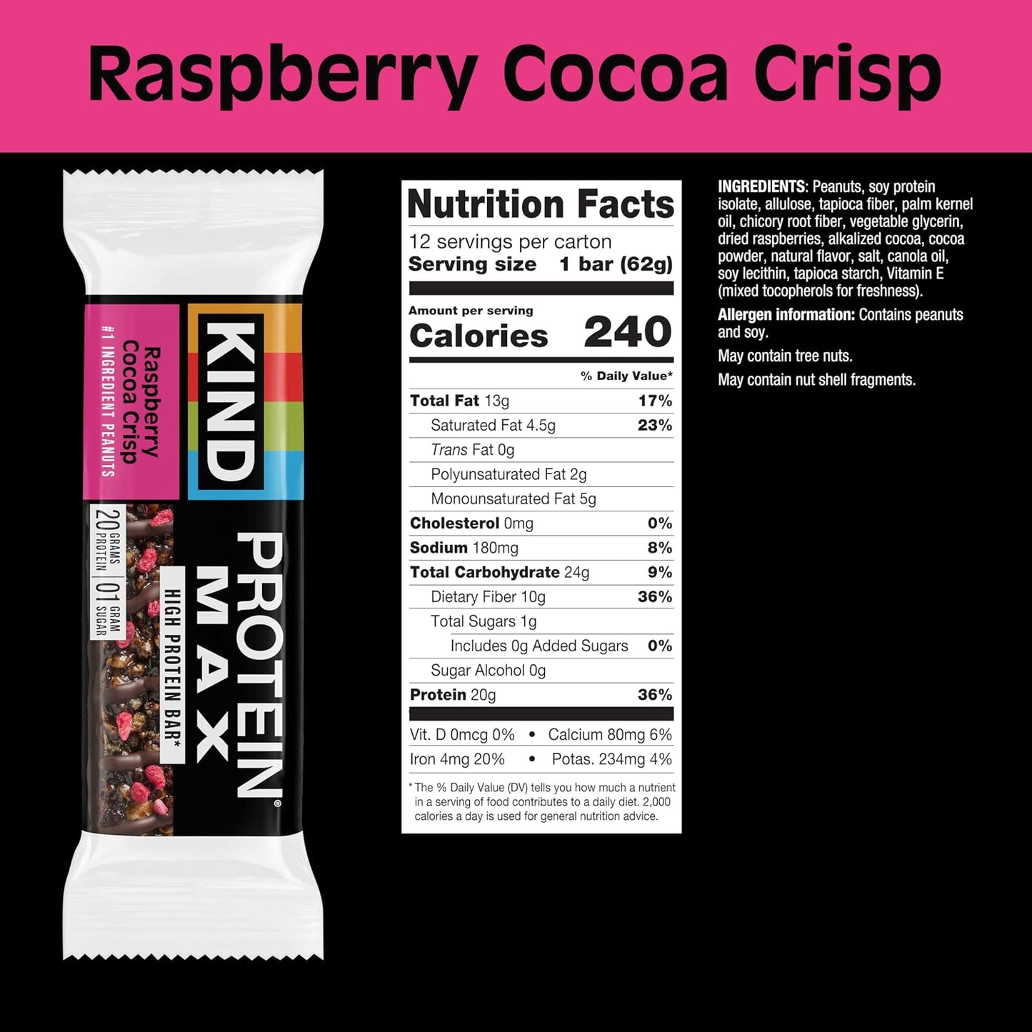 KIND MAX Bars Variety Pack, Gluten Free, Low Sugar, High Fiber Snacks, 12 Count